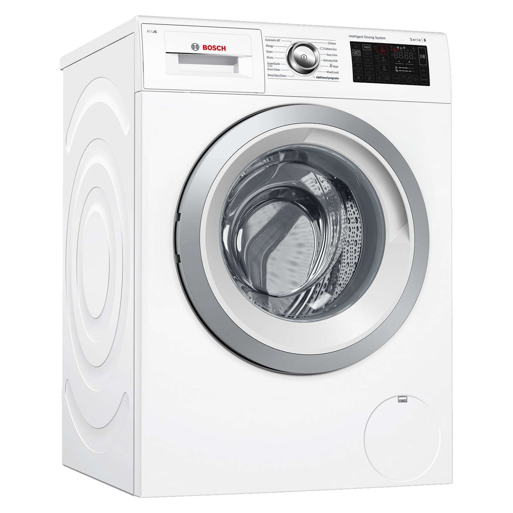 Bosch WAT286H0GB Serie 6 Freestanding Washing Machine with Home Connect, 9kg load, 1400rpm spin, White [Energy Class A+++]