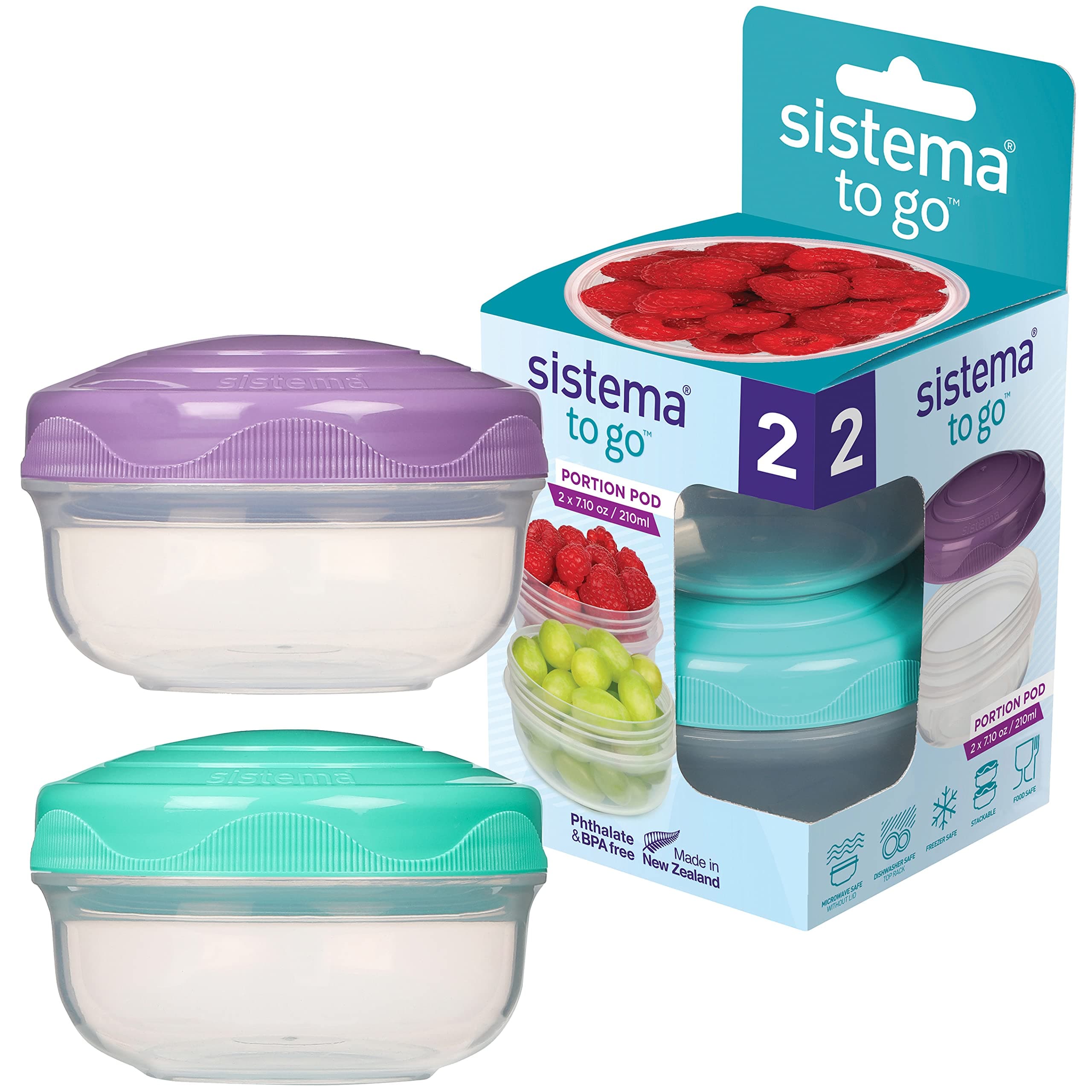 to GO PortionPod Food Storage Containers, Small Snack Pots, BPA - Free, Assorted Colours, 2 x 210 ml