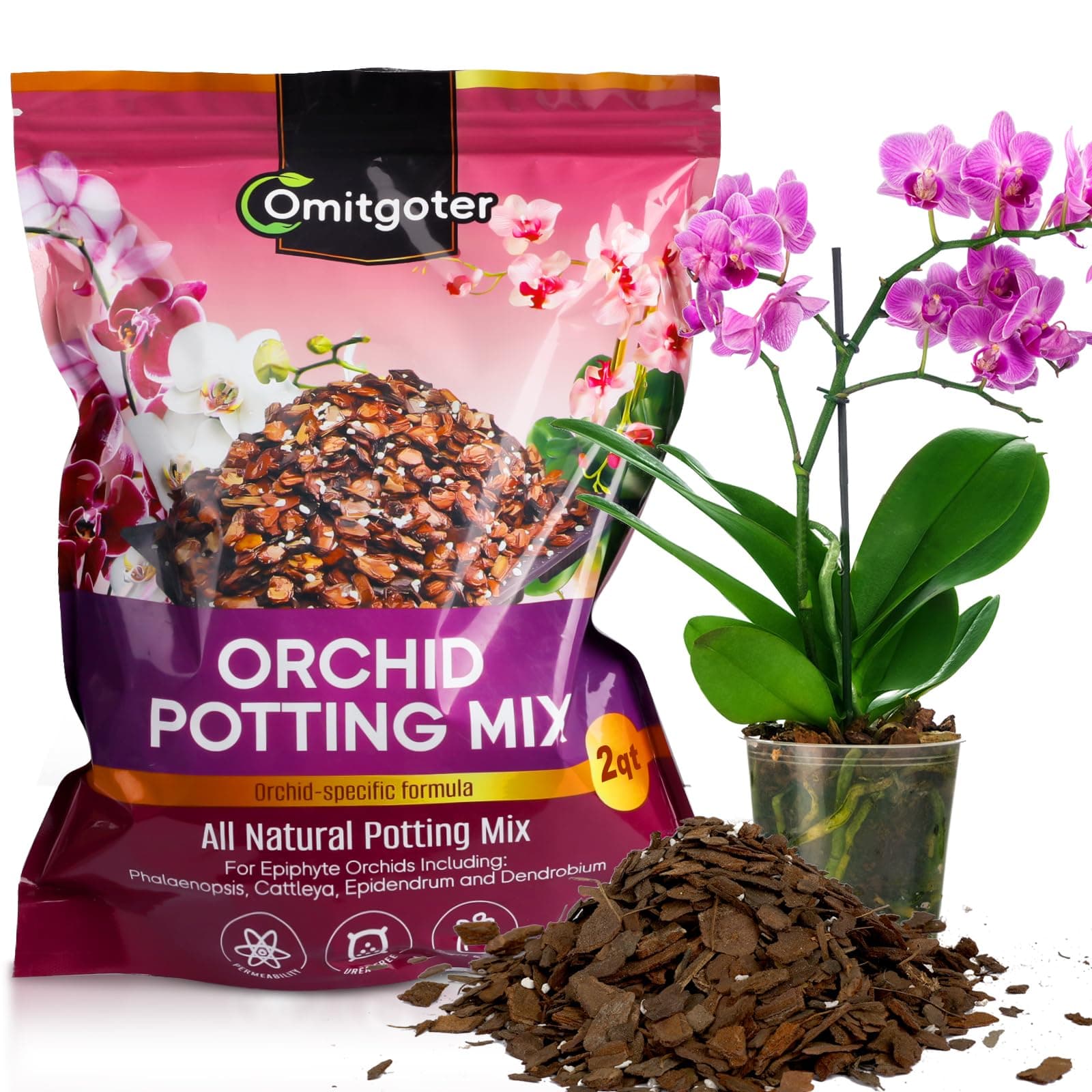 Organic Orchid Potting Mix 1qt, Mixture of Orchid Bark and Perlite, Specifically Formulated for Orchids