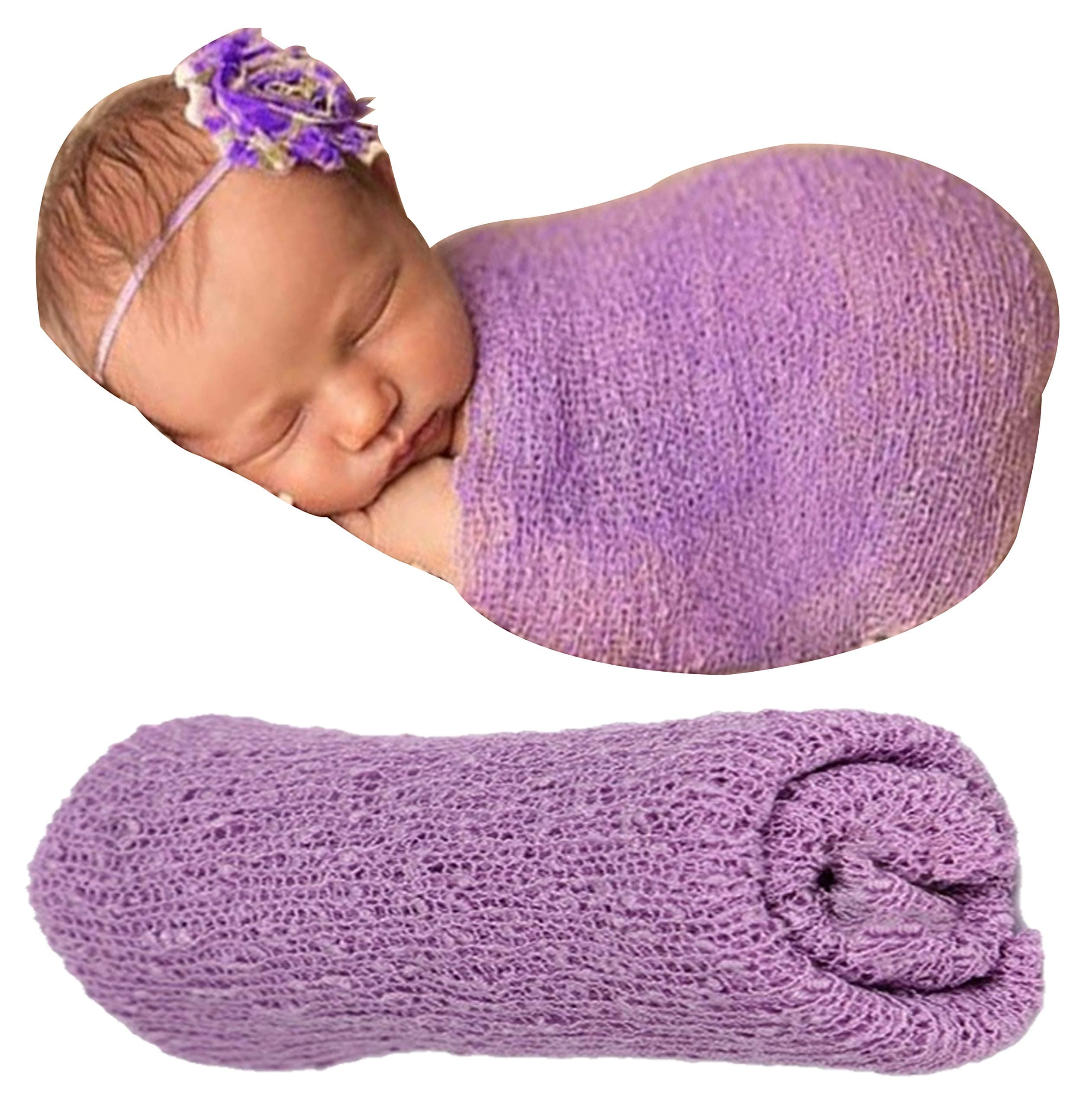 BabyMoon Baby Wrap Photography Props Stretch Without Wrinkle, Anti-Pilling, Breathable Blanket Swaddle Wrap (Purple)