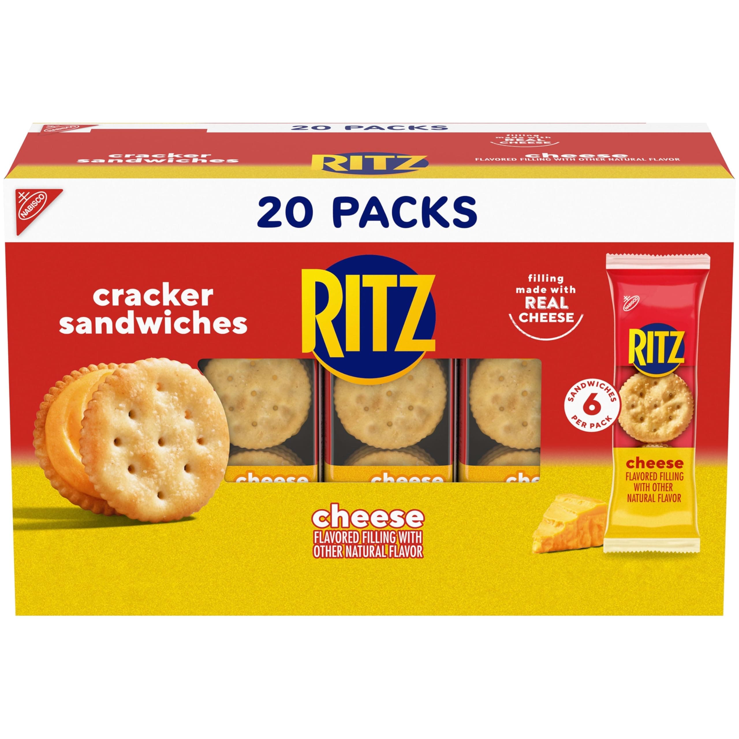 Cheese Sandwich Crackers, 20 Snack Packs (6 Crackers Per Pack)