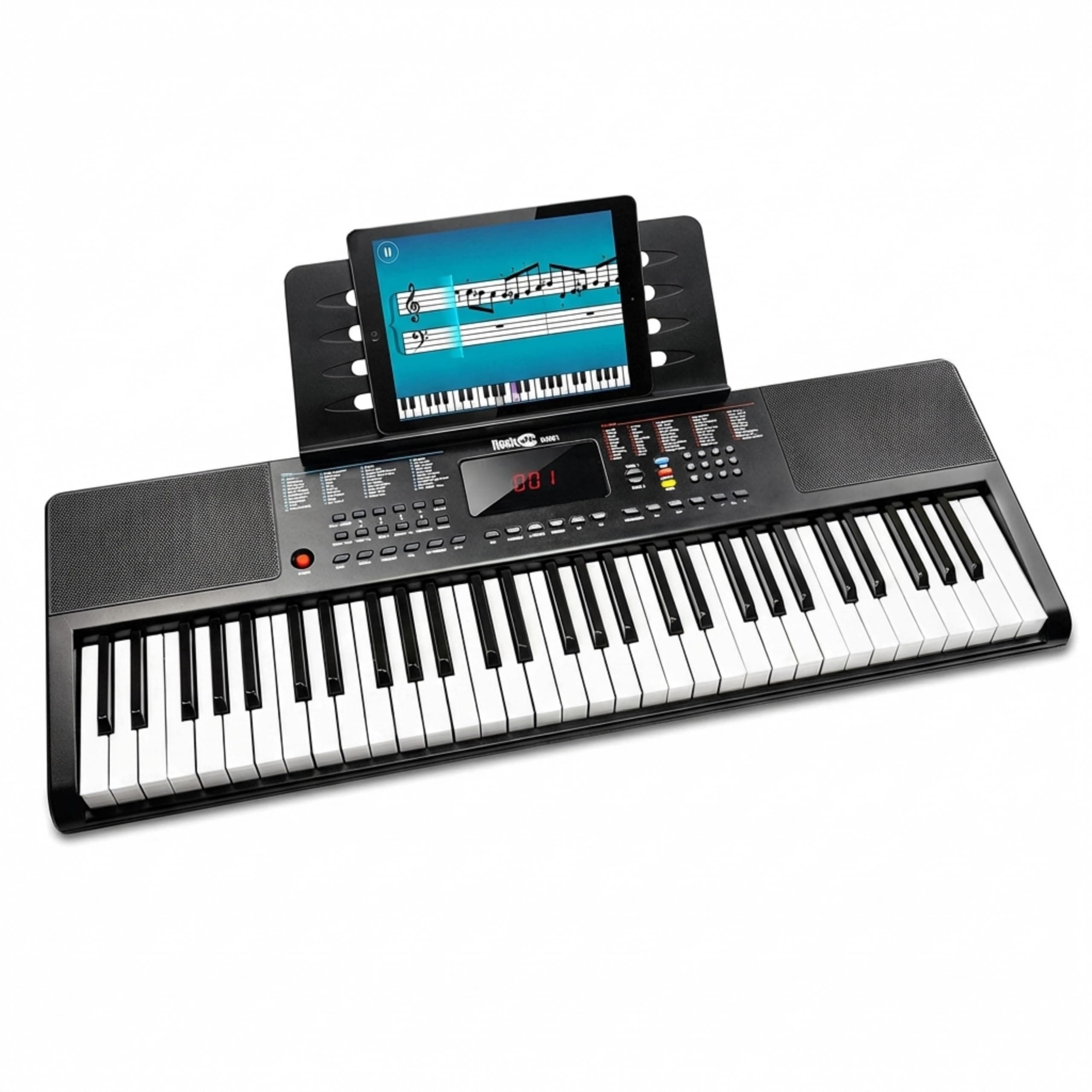 RockJam 61-Key Compact Keyboard Piano with LED Display, Keynote Stickers & Lessons