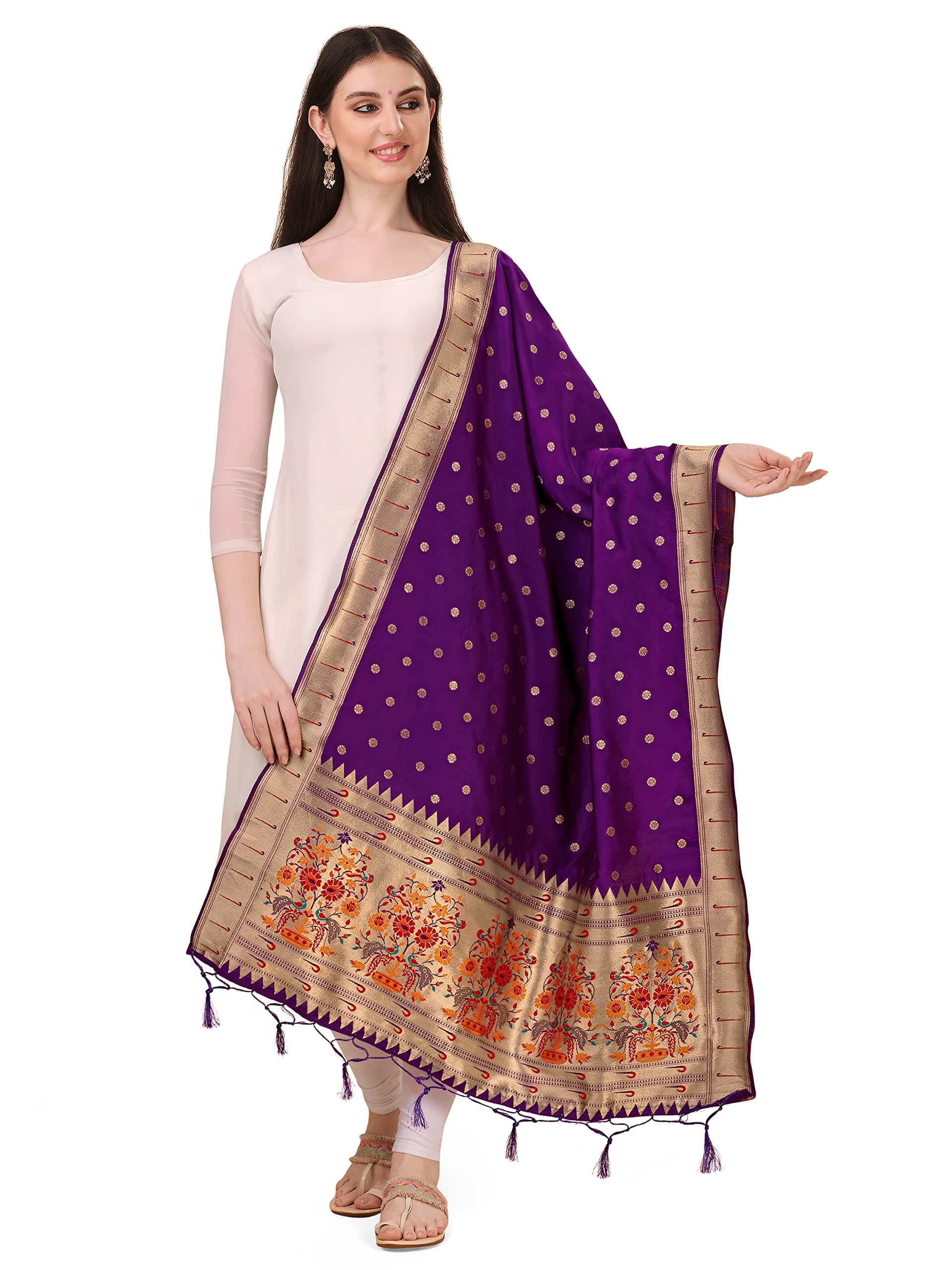DEVANGIAnimal Print Silk Paithani Dupatta