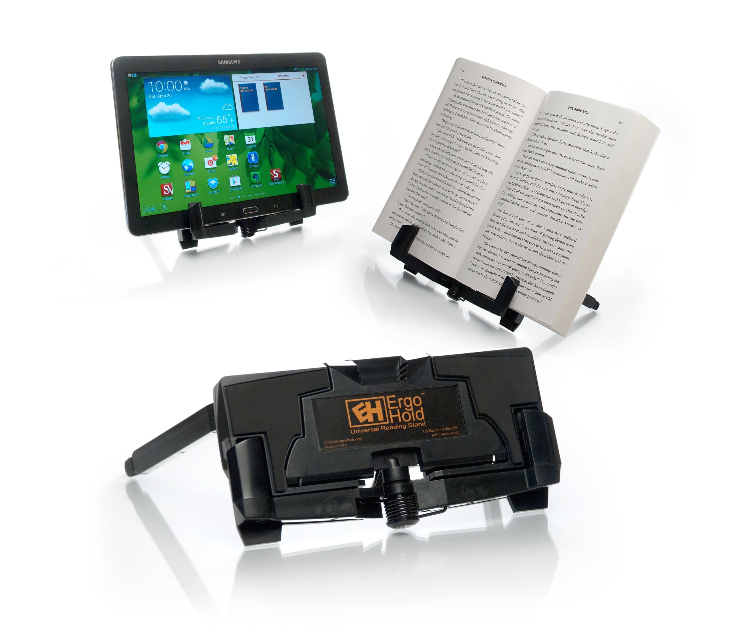 ASVS Products Ergohold Universal Stand: Tablet, Book Stand, E-Reader and Book Holder, Read, Watch Videos Hands-Free.
