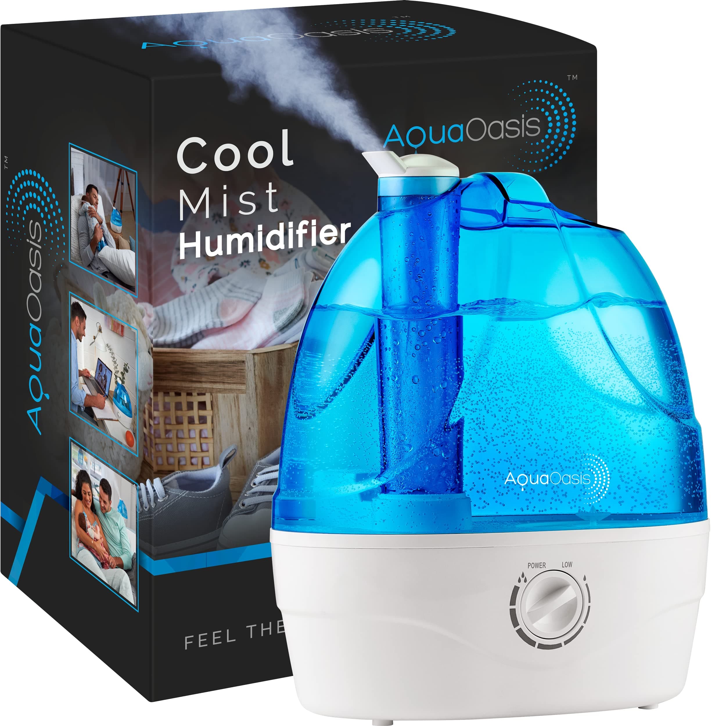 Cool Mist Humidifier (6L Water Tank) Quiet Ultrasonic Humidifiers for Bedroom & Large room - Adjustable -360 Rotation Nozzle, Auto-Shut Off, Humidifiers for Babies Nursery & Whole House