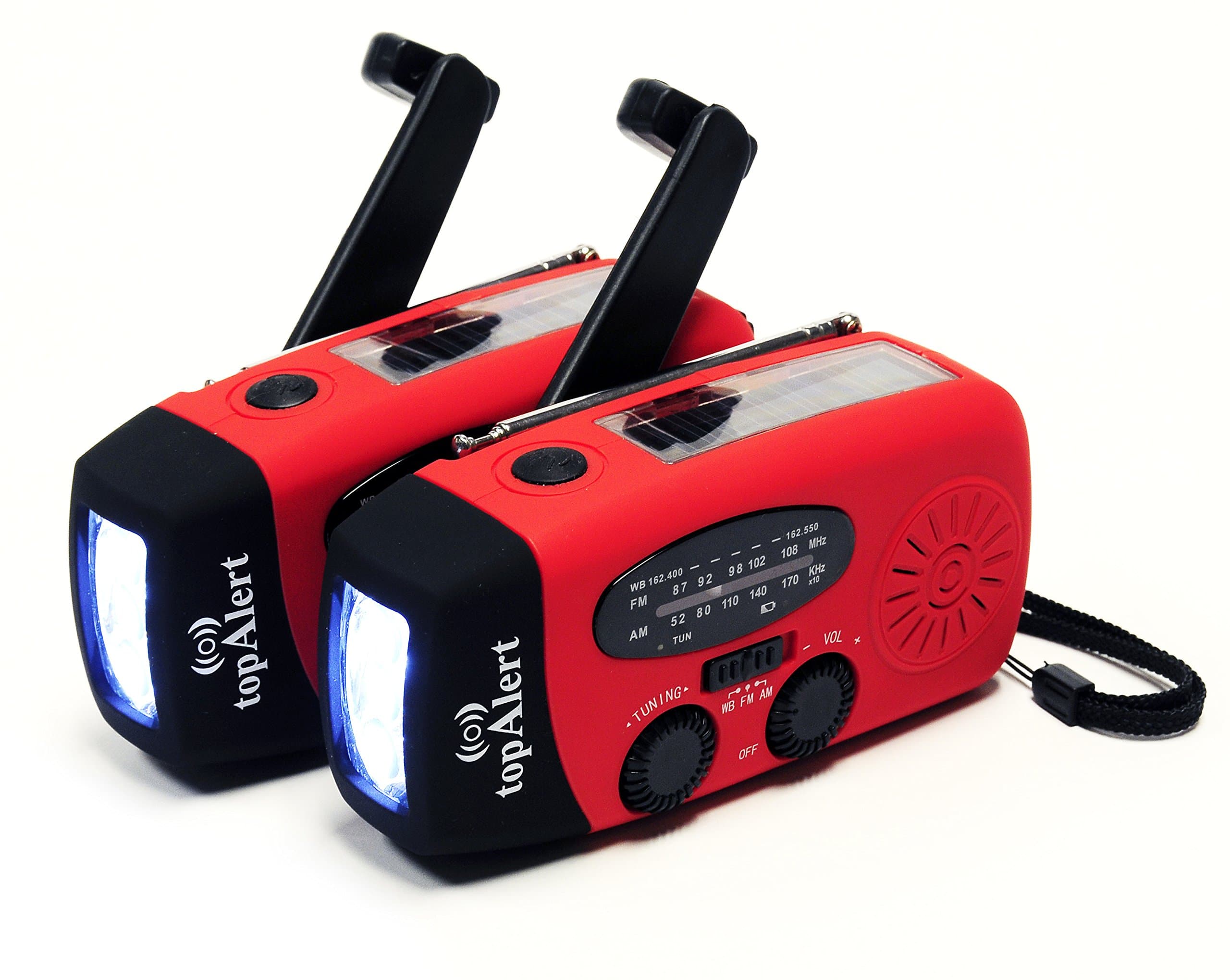 topAlert 2-PACK HY-88WB Emergency Dynamo Solar Self Powered AM/FM/WB(NOAA) Radio, Flashlight, Charger for Cell Phones: iPhone, iPad, iTouch, Android, Smartphone, USB device