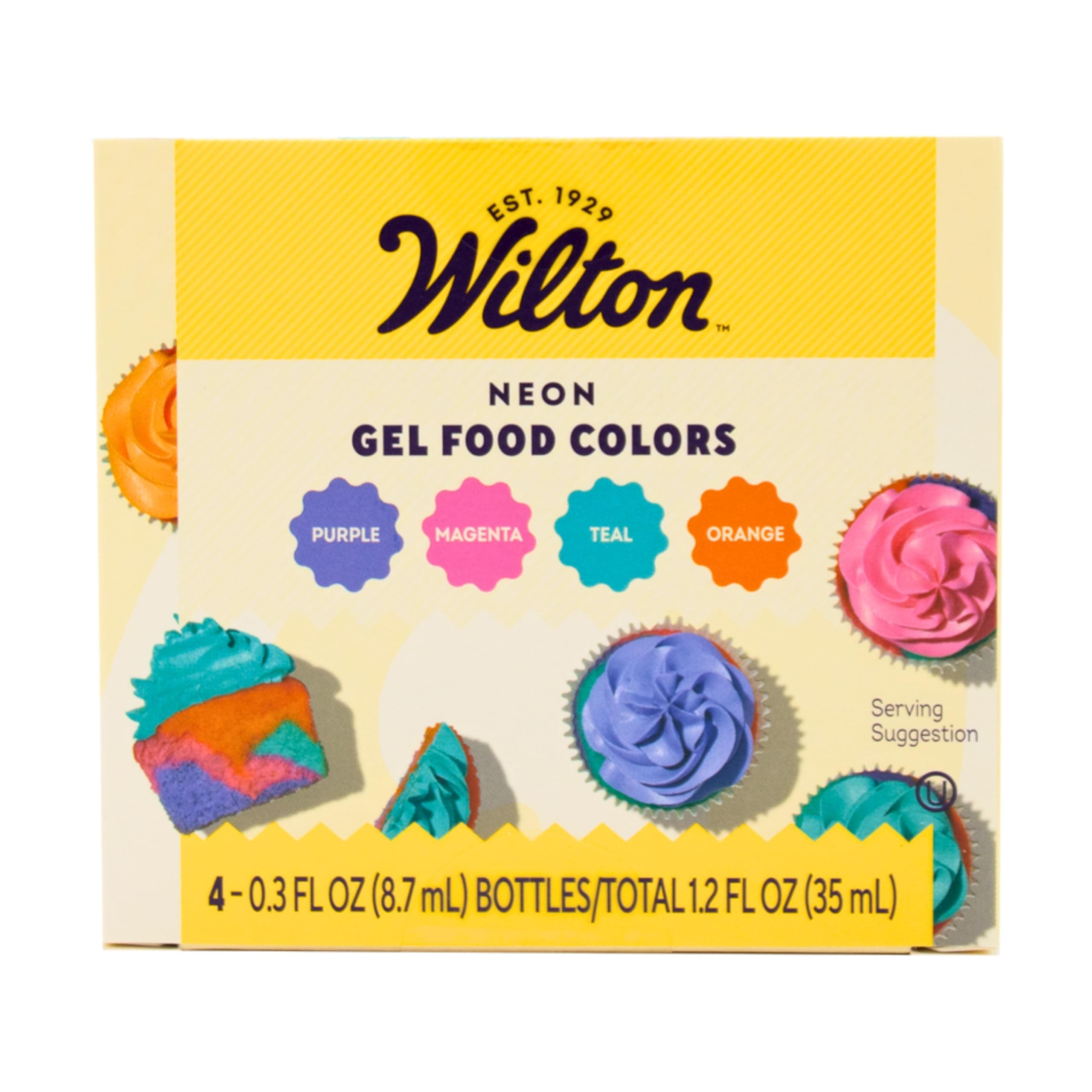 Neon Food Coloring Gel Icing Color Set, Vibrant Gel-Based Cake & Cookie Decorating Colors, Magenta, Orange, Teal & Purple, 4-count