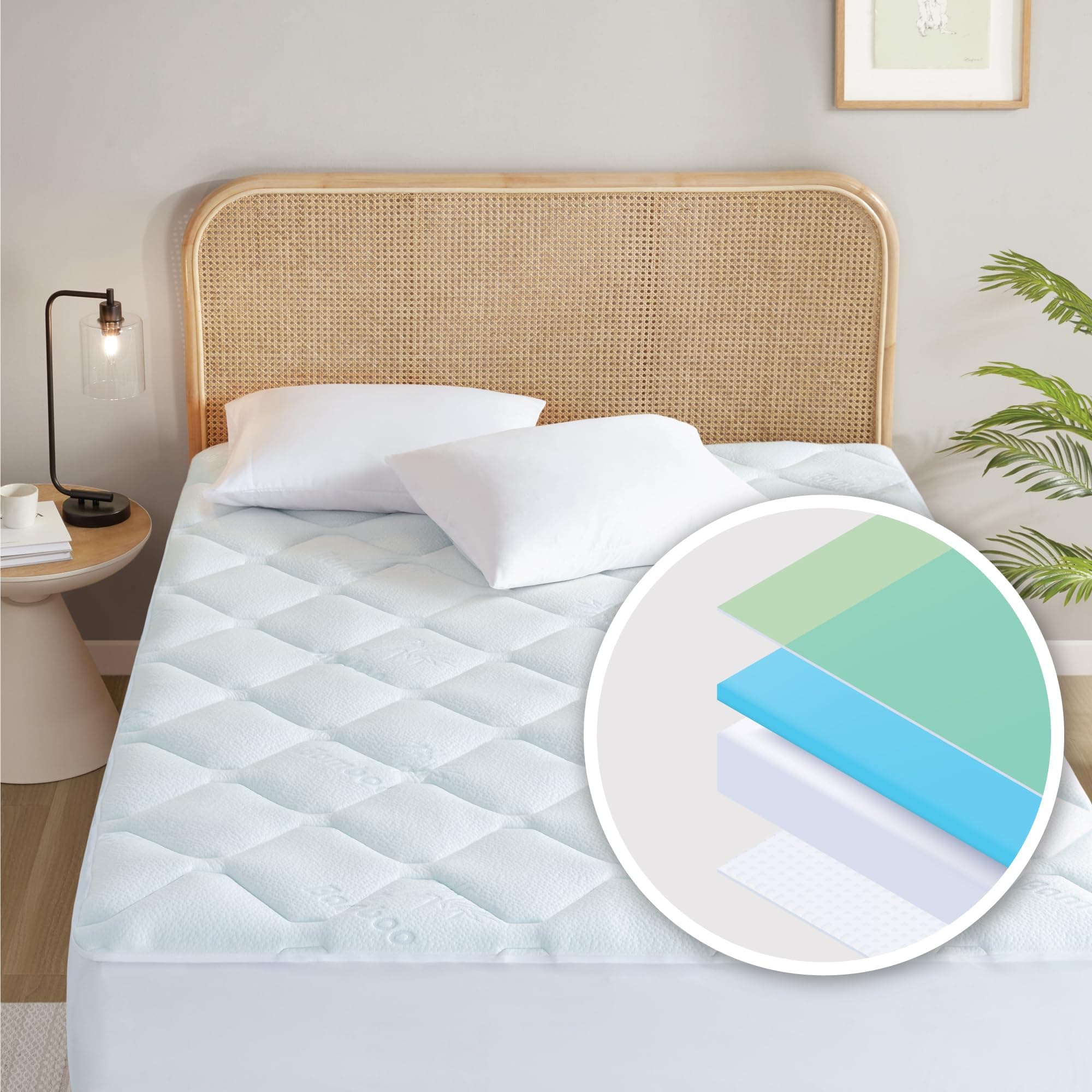 Degrees of Comfort 1 Inch 3cm Memory Foam Mattress Topper King Bed, Mattress Pad with Soft Bamboo Cover with Extra Deep Pock, Breathable Skin-Friendly Mattress Topper 150x200x3cm