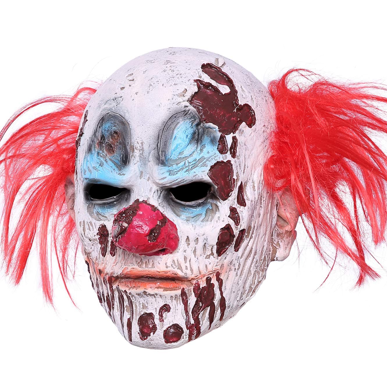 Halloween Clown Mask Full Head Latex Scary Clown Mask with, White, Size Large