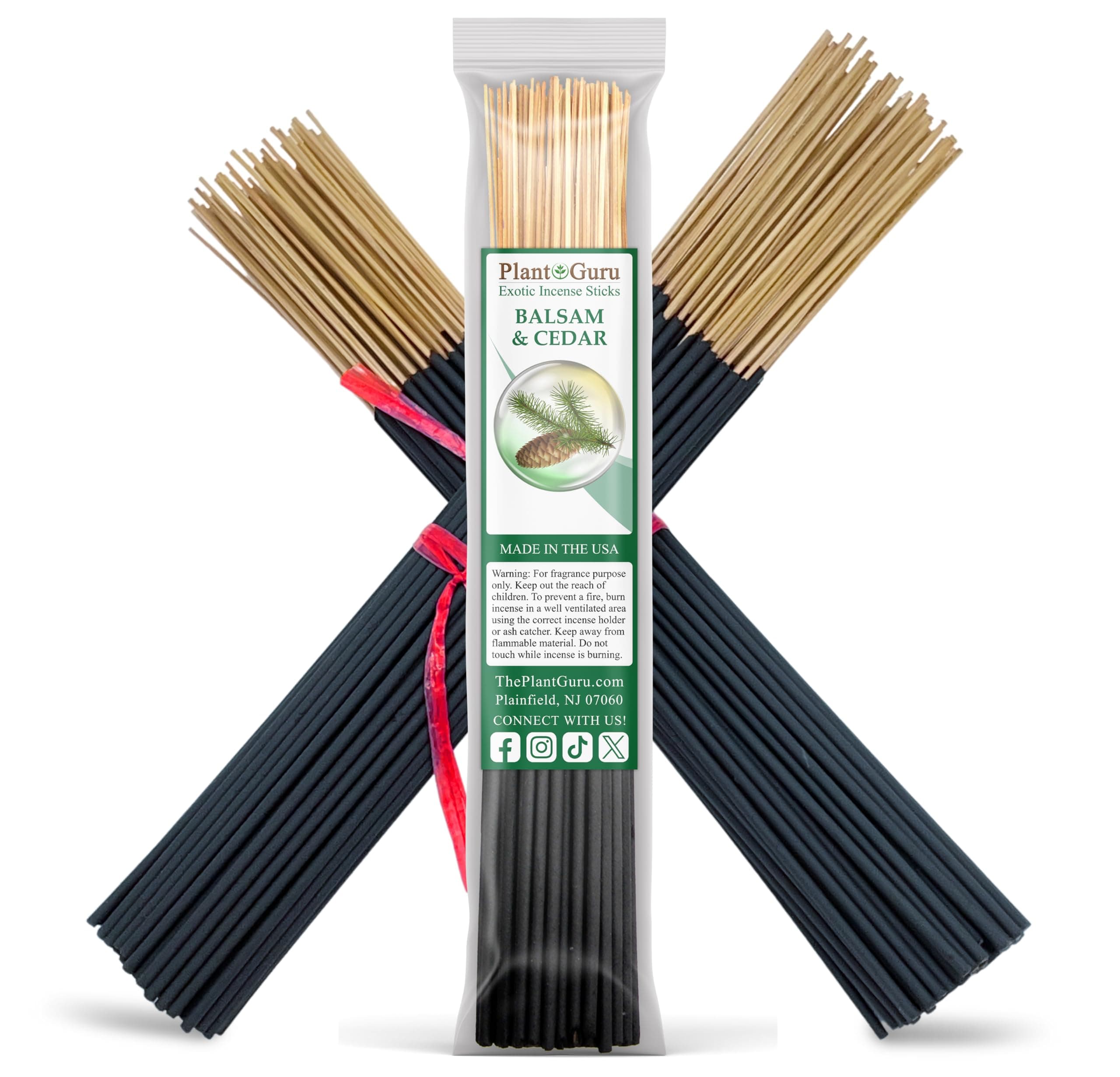 Balsam and Cedar Incense Sticks 11" - 1 Bundle 85 to 100 Sticks - Smooth and Clean Long Burn Time, 45 to 60 Minutes.