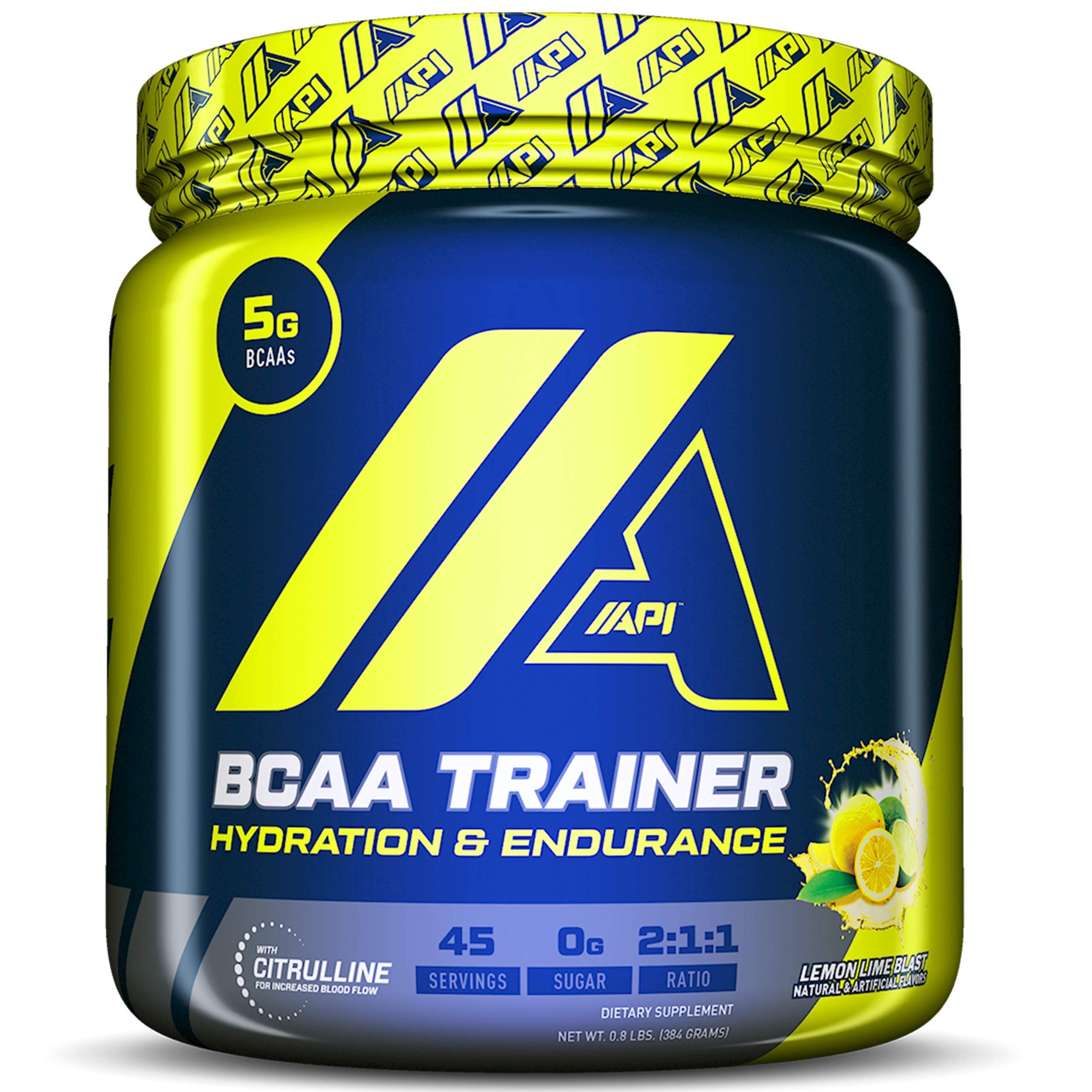 API USA BCAA Trainer 45 servings | 5.6g Super BCAAs | with Citrulline | Hydration & Endurance | High performance energy BCAAs (Lemon Lime Blast)