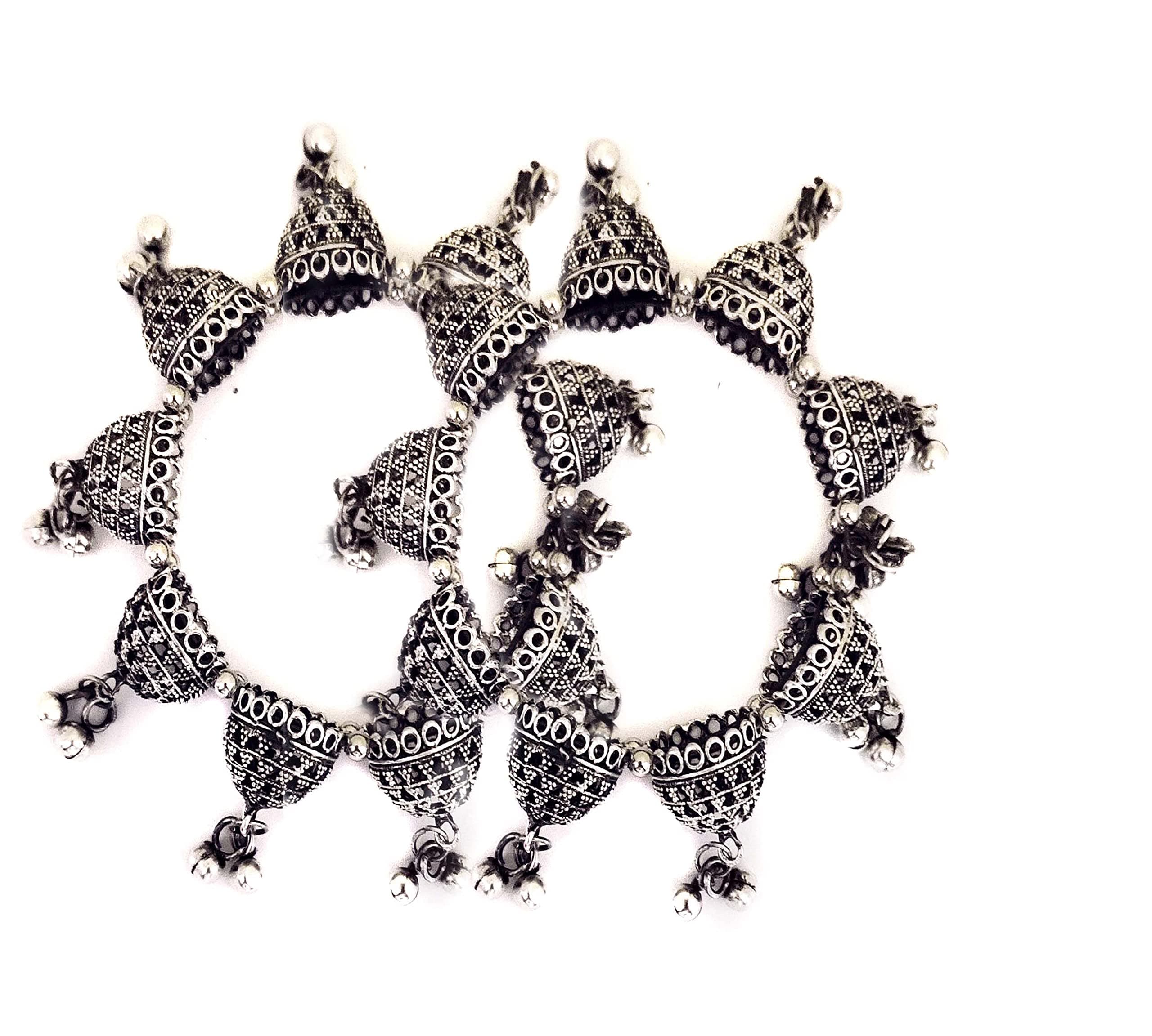 Total FashionPaninaro Jewellery Oxidised Silver Adjustable 1 Pair Bangle Bracelet Women and Girls