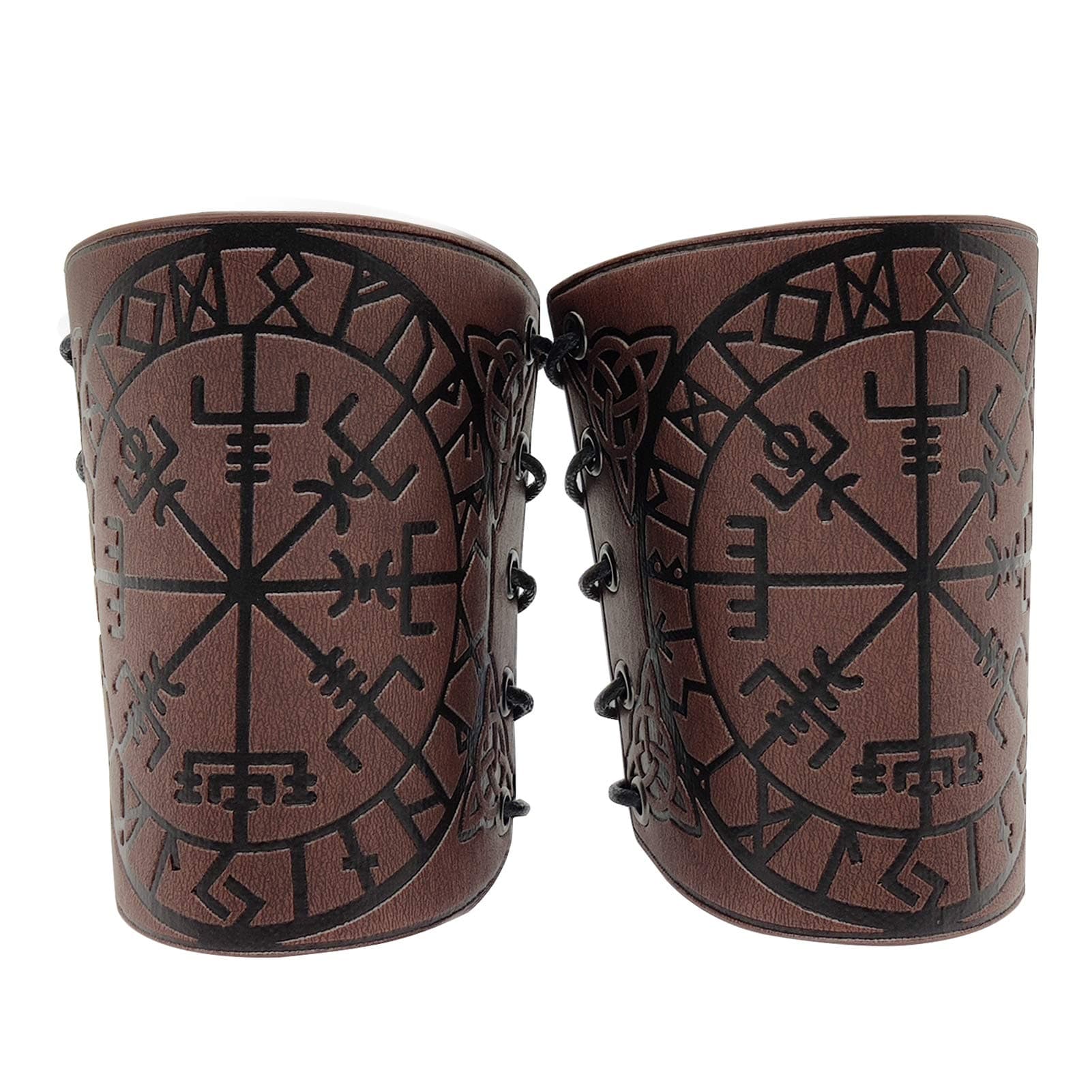 Viking Vegvisir Embossed Leather Arm Armor 3 Colors LARP Gauntlet Leather Armor Bracer