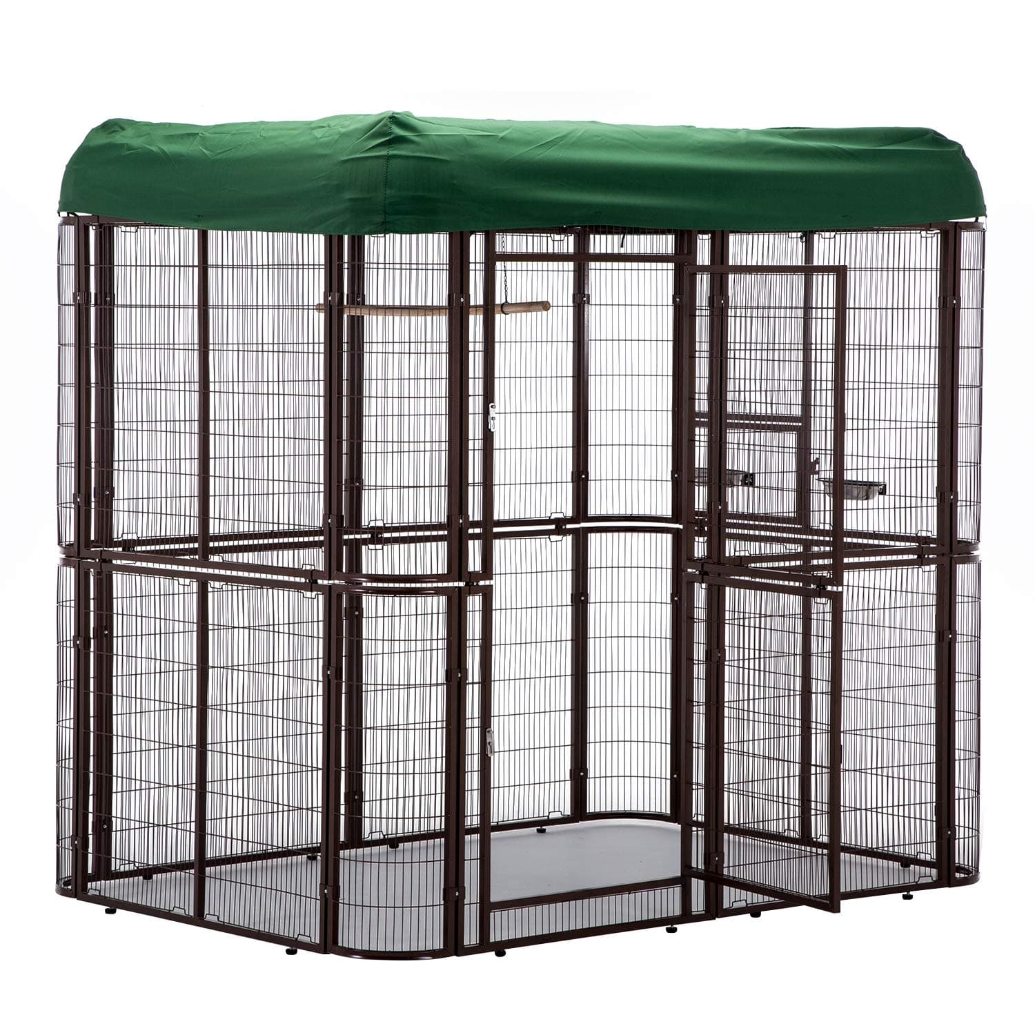 WONLINE Large Metal Birdcage Walk in Aviary with PVC Top Cover Parrot Cockatiel House Finch House