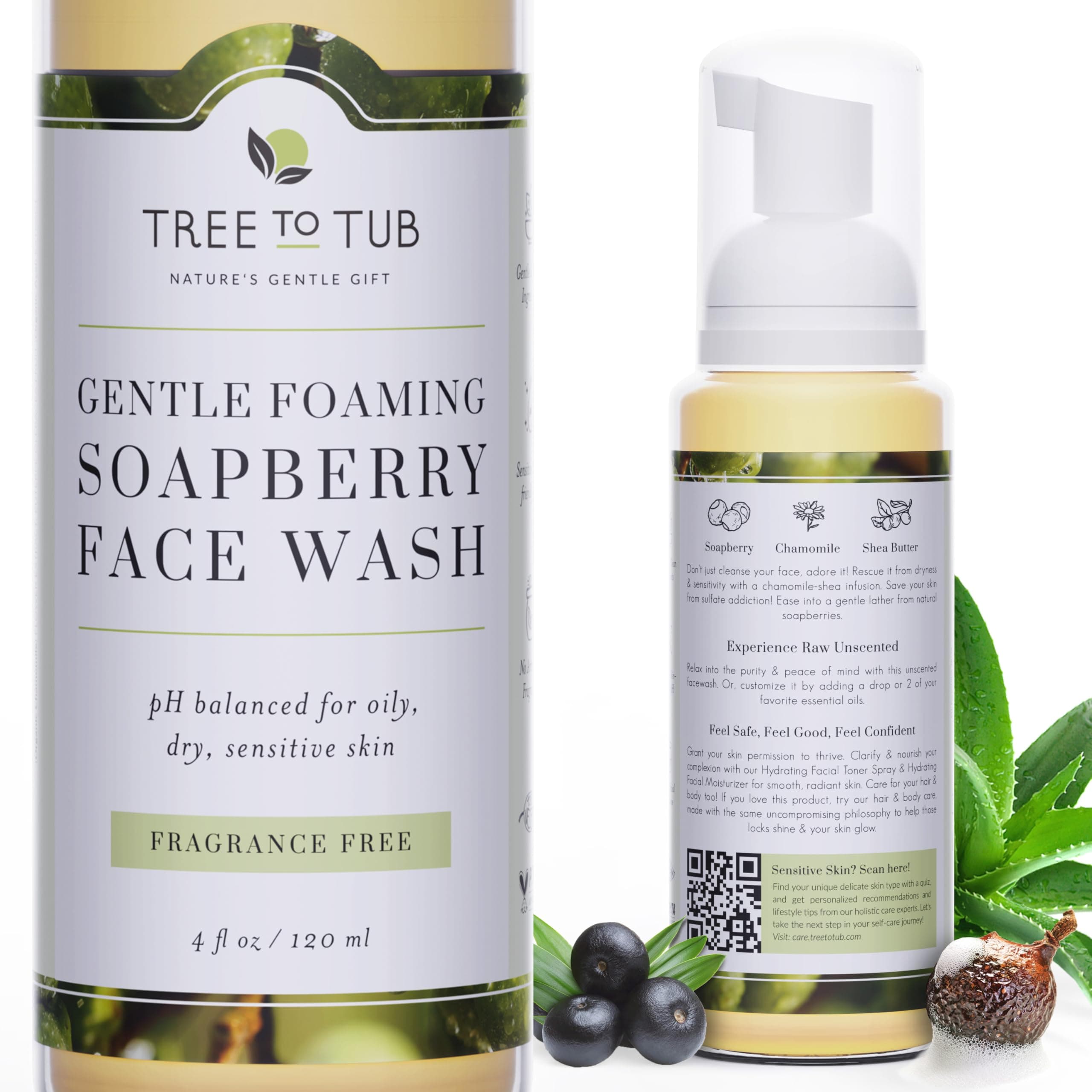 Sensitive Skin Face Wash for Dry Skin - Fragrance Free Gentle Face Cleanser for Women & Men, Unscented Hydrating Foaming Facial Cleanser, Daily Face Soap w/All Natural Organic Aloe Vera