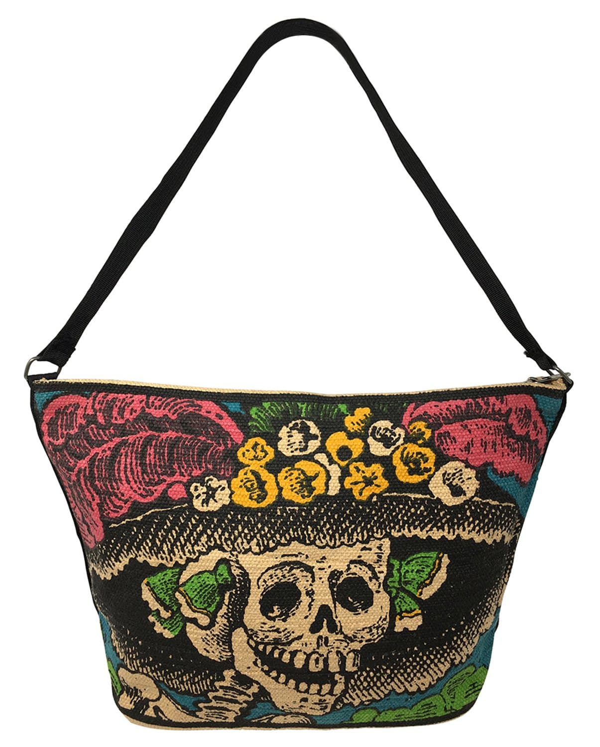 APMRUMGO SpiritStar Sugar Skull Purse: Day of The Dead Inspired Daily Travel Bag Made with 100% Cotton (Catrina)