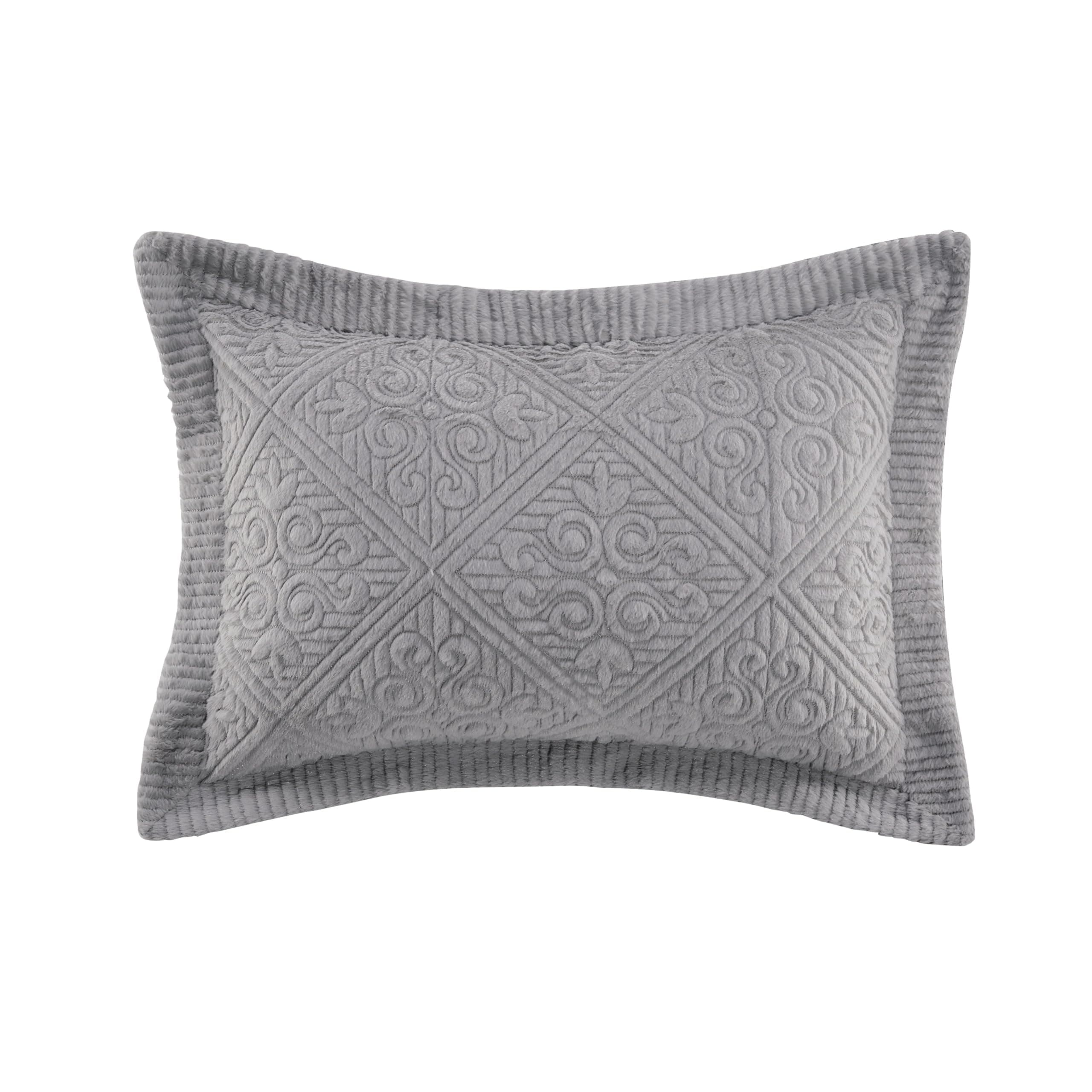 VCNY Home - Quilt Set, 3-Piece Plush Bedding with Matching Sham, Elegant Room Decor (Westland Grey, Full)