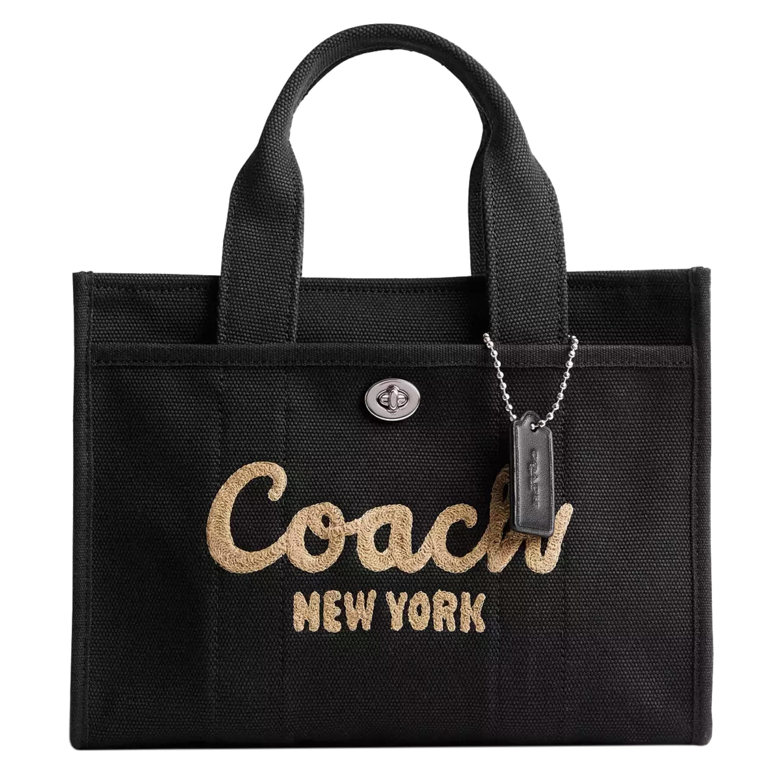 [COACH] Women's Cargo Tote Handbag, Black///White, One Size, Cargo Tote