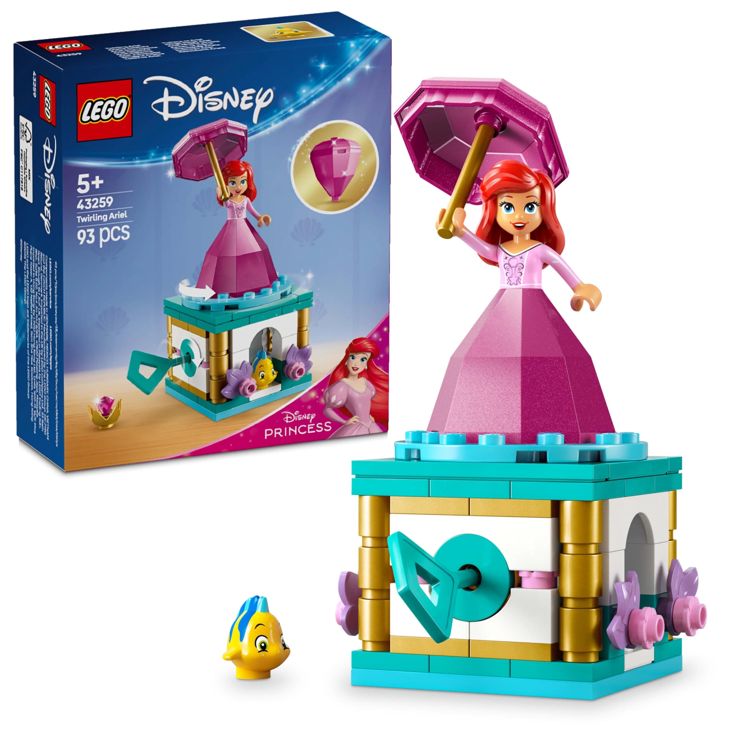 LEGO ǀ Disney Princess Twirling Ariel Building Kit and Fantasy Toy Model 43259 Building Blocks Toys for 5+ Gift for Boys and Girls