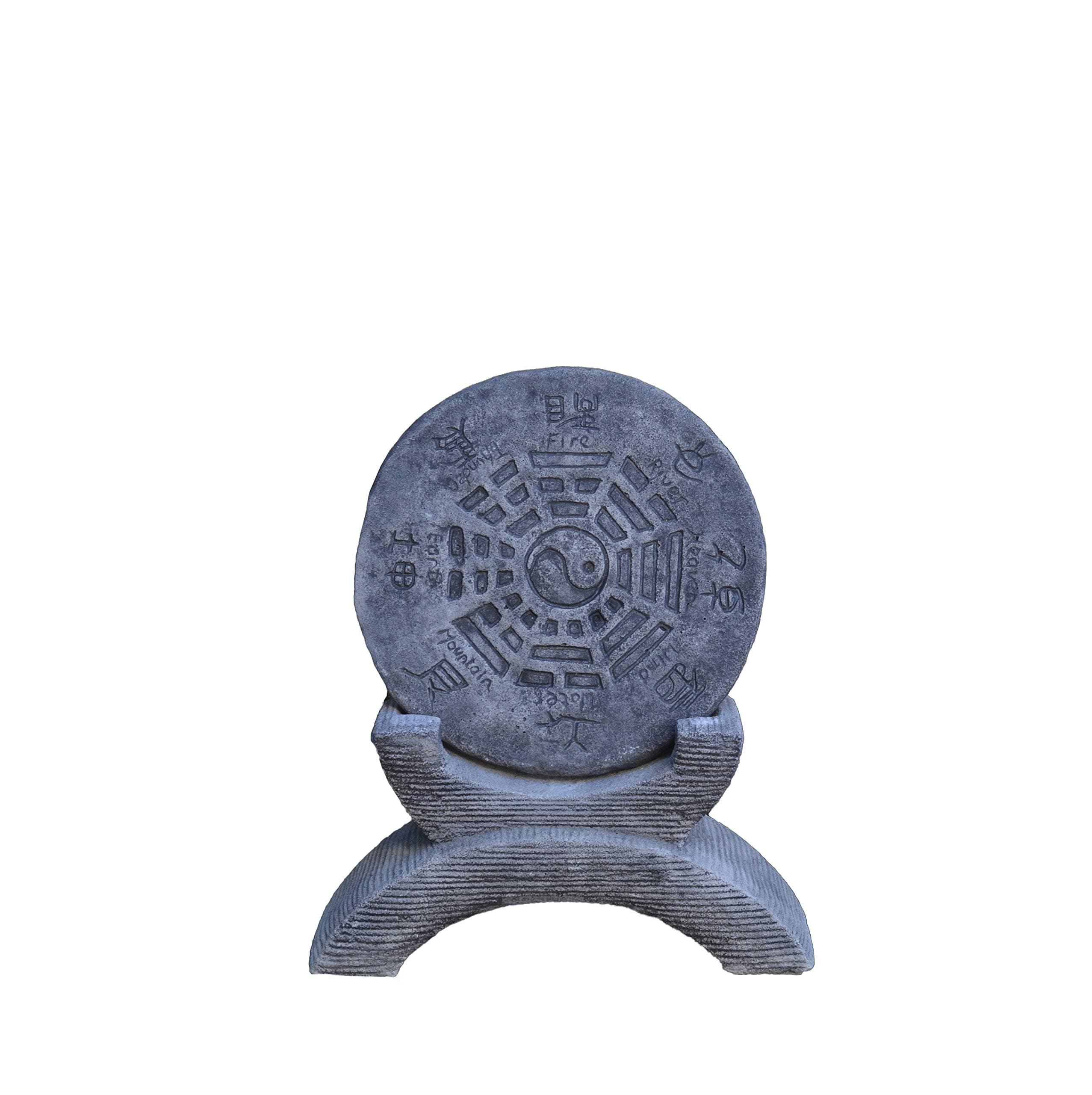 gartendekoparadies.de Chinese garden horoscope Yin and Yang, H. 47 cm, 13 kg, gray, frost-proof made of cast stone for outdoor use