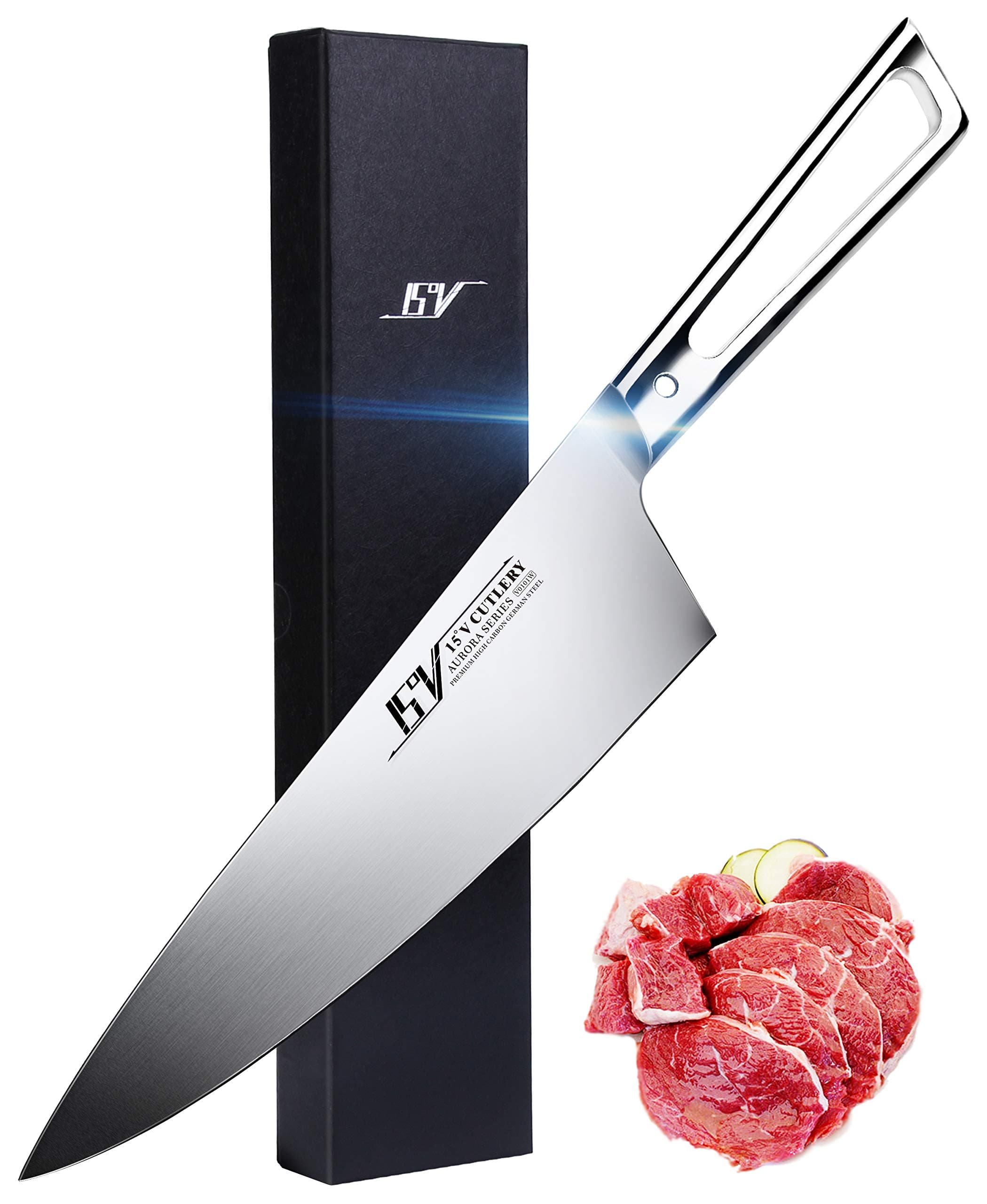 TUO Cutlery Chef's Knife - High Carbon German 1.4116 Stainless Steel Kitchen Knife - Ergonomic Hollow Handle chef knife - AURORA Series - 8''