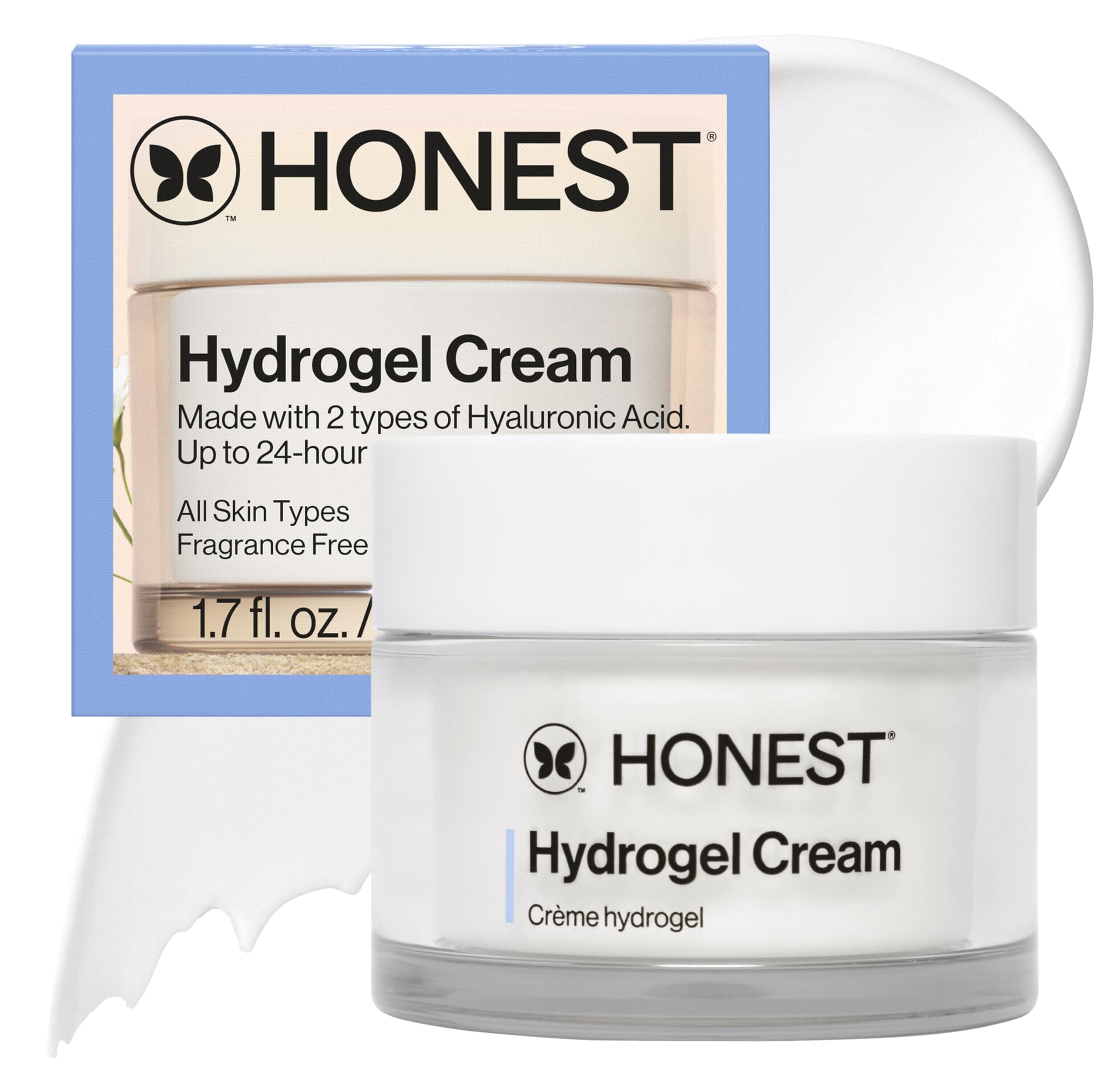 Hydrogel Cream with Two Types of Hyaluronic Acid & Squalane OilFree, Synthetic, Dermatologist Tested, Cruelty Free, Fragrance Free, 1.7 Fl Oz