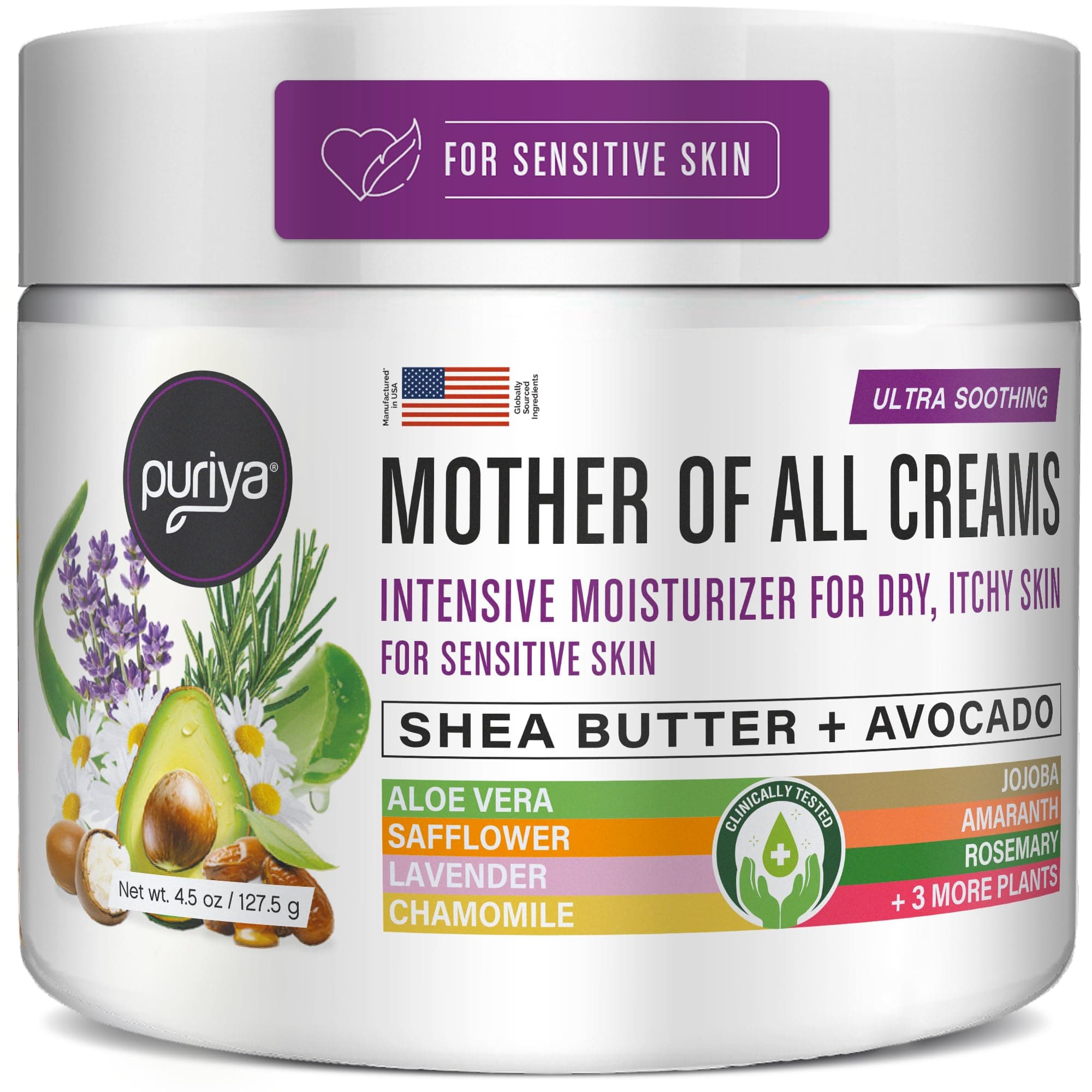 Intensive Moisturizer with Honey, Shea Butter, Hydrating, Soothing for Dry, Irritated, Sensitive Skin, Daily Multi Purpose Cream for Hands, Body, Long Lasting, Plant Based Mother of All Creams