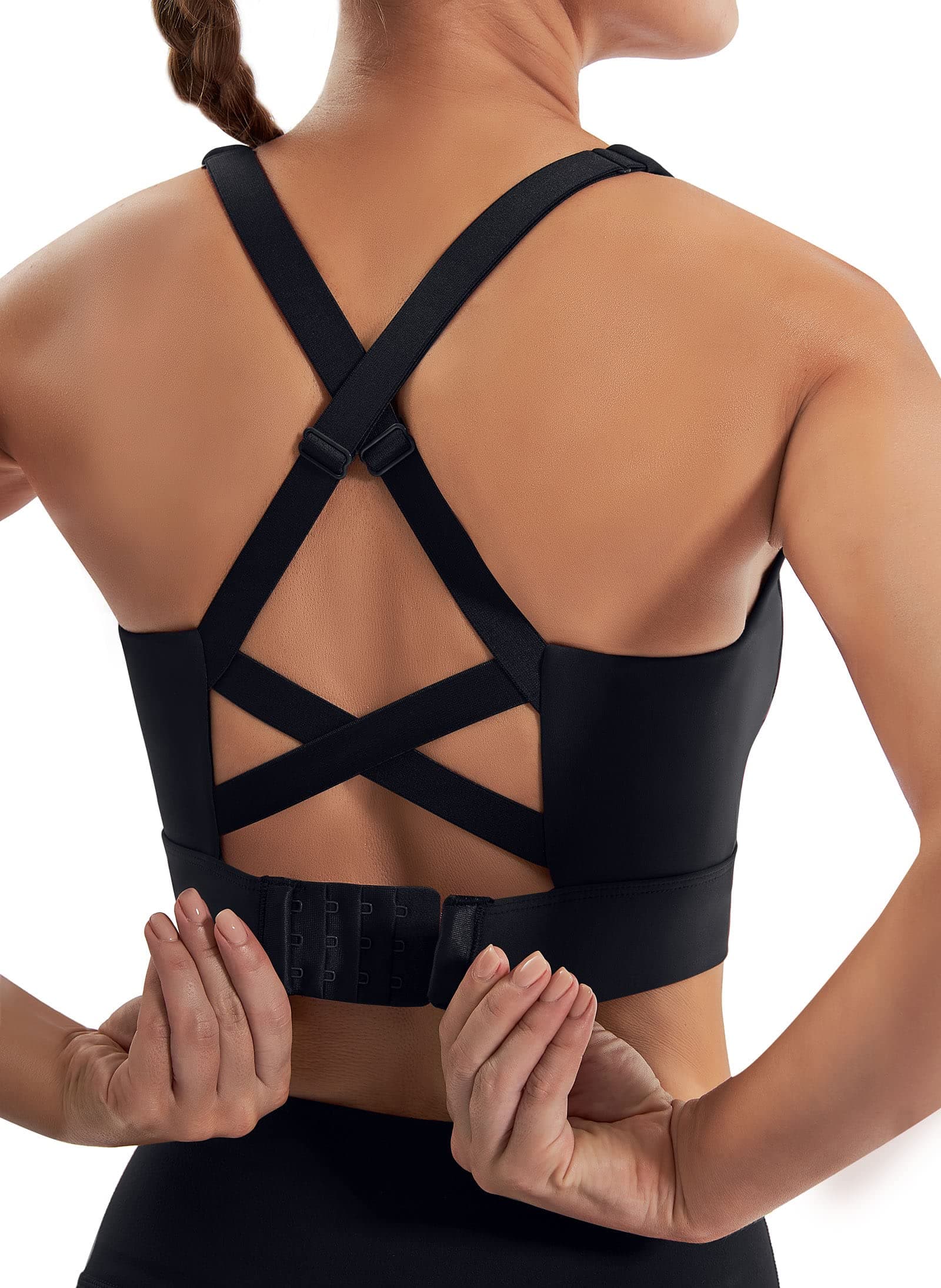 High Support Sports Bras for Women Adjustbale Supportive High Impact Sports Bra Push Up Workout Running Bras