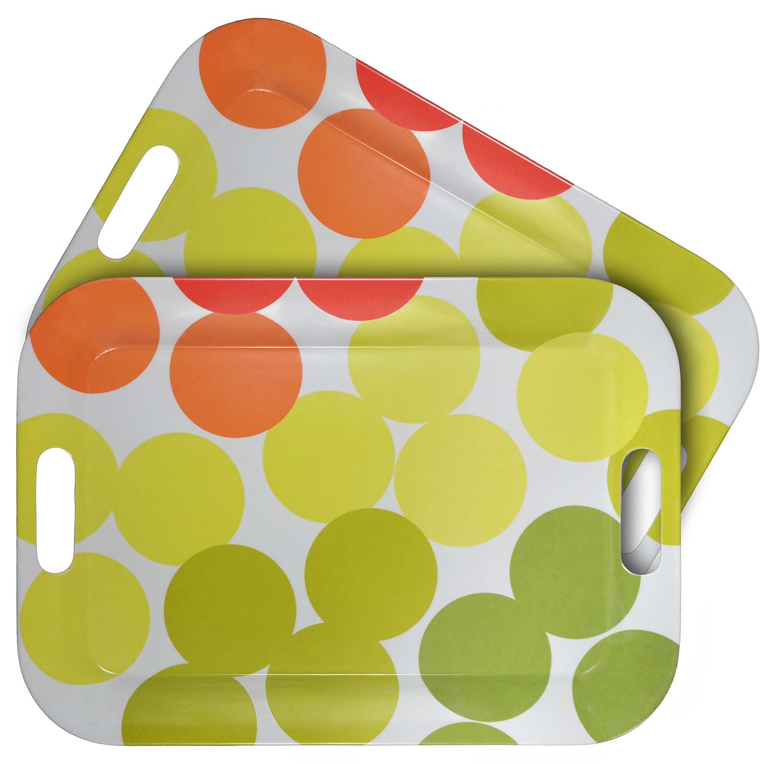 Colorful Plastic Serving Tray with Handles, BPA-free Safety Fast Food Tray, Rectangular Melamine Tray 42 x 30cm，Serving Plate and Platters - Set of 2