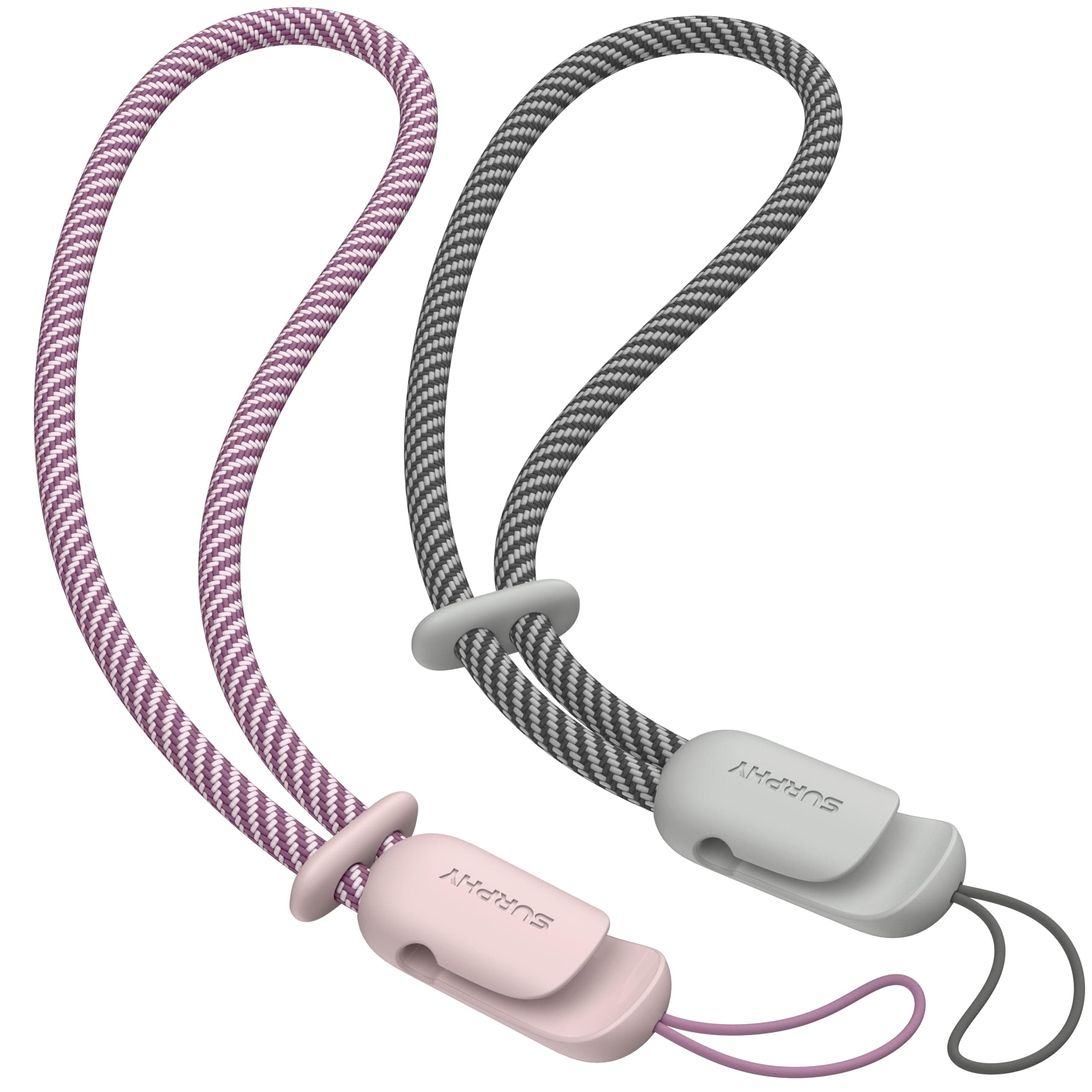 SURPHY Wrist Strap Lanyard for Phone, 2 Pack Adjustable Combination Strap Compatible with Phone, Purse, Keychain and more, Pink & Grey