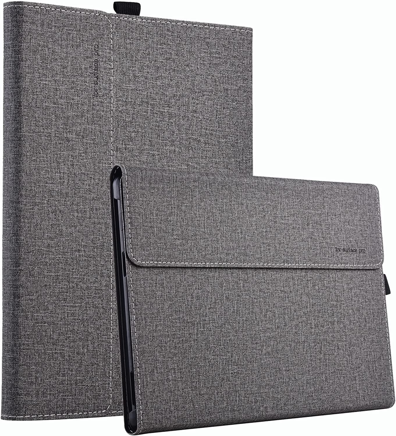 case for Microsoft Surface Pro 10 for Business (2024 Release), Folding Sleeve Cover Accessories PU Leather Shell Protectiv Case, Compatible with Type Cover Keyboard, (Light Grey)