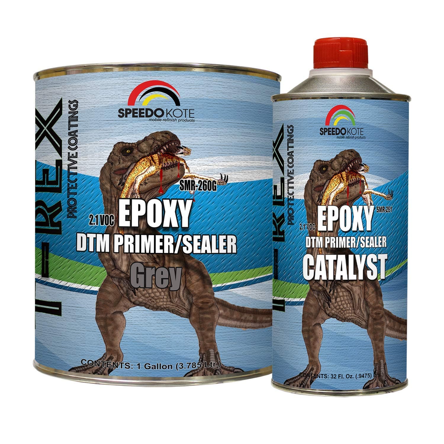 Speedokote Epoxy Fast Dry 2.1 low voc DTM Primer & Sealer Gray Gallon Kit, SMR-260G/261