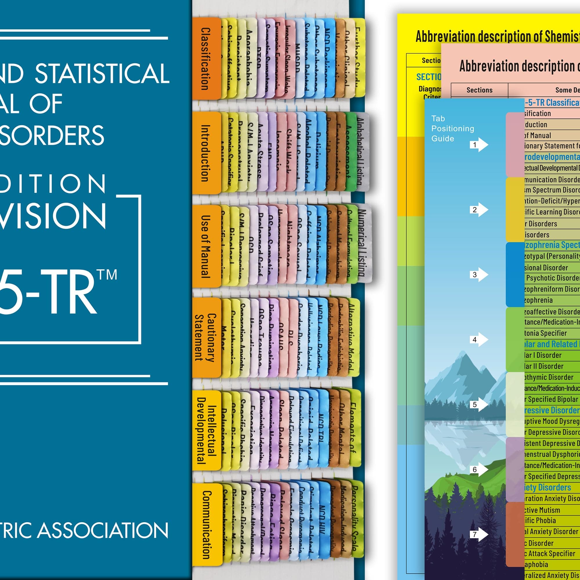 2022 DSM-5-TR Tabs and DSM-5 Index Tabs, Color-Coded and Laminated Tabs with Bookmark and Alignment Guide, Works for The Latest DSM-V-TR 2022 Version, 4 Blank Tabs Included (Color-Coded)