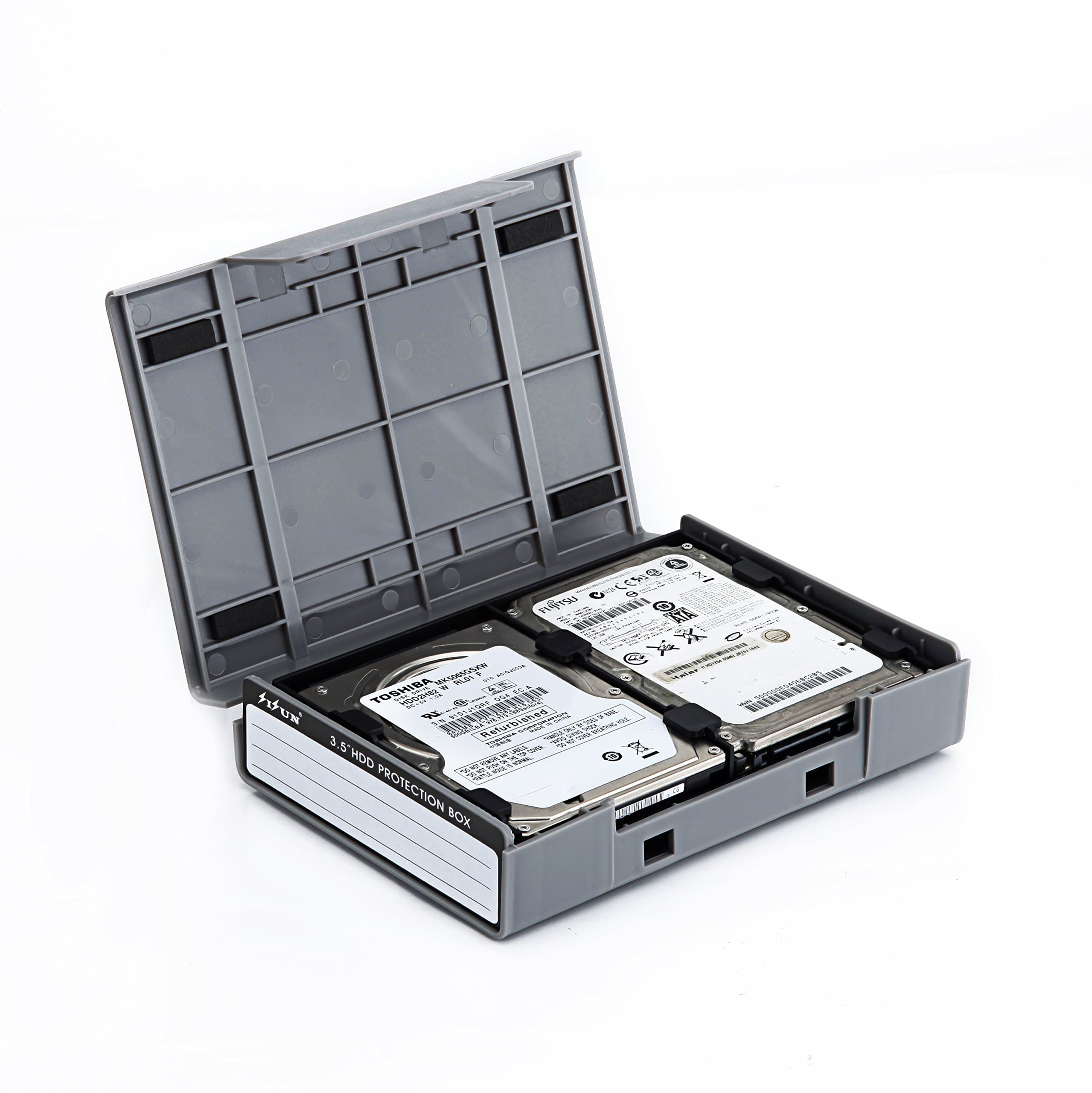 SISUN 3.5 / 4X 2.5 Inch HDD Protective case, 3.5 / 4X 2.5 HDD Storage Box Grey/Purple/Yellow/Blue/Green (4x2.5 Grey)