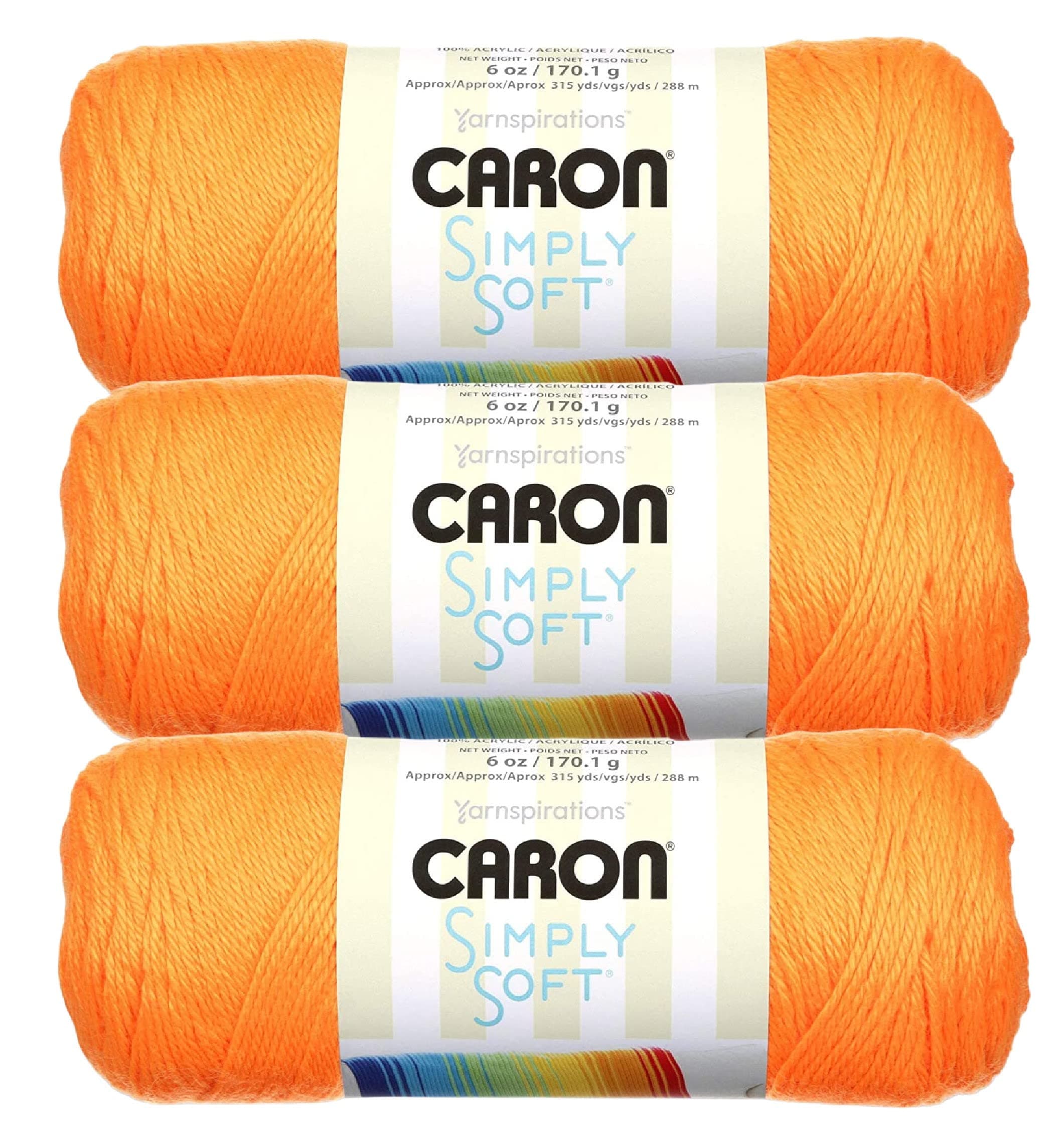 Caron+Simply+Soft+Yarn+Solids+(3-Pack)+Neon+Orange+H97003-97743