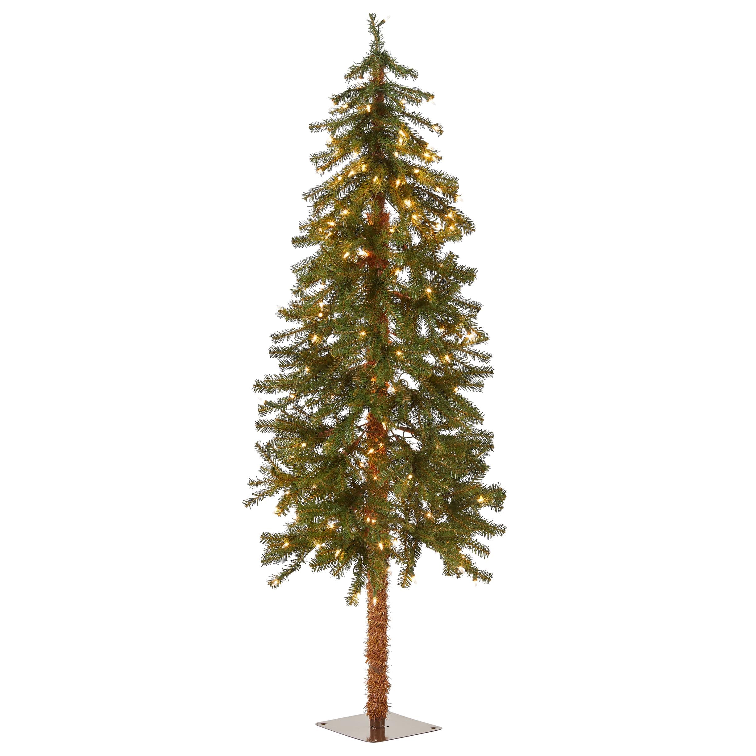 National Tree Company 5 ft Pre-Lit Hickory Cedar Artificial Christmas Tree, 150 Clear Lights, 371 Tips, Metal Plate Base, Green