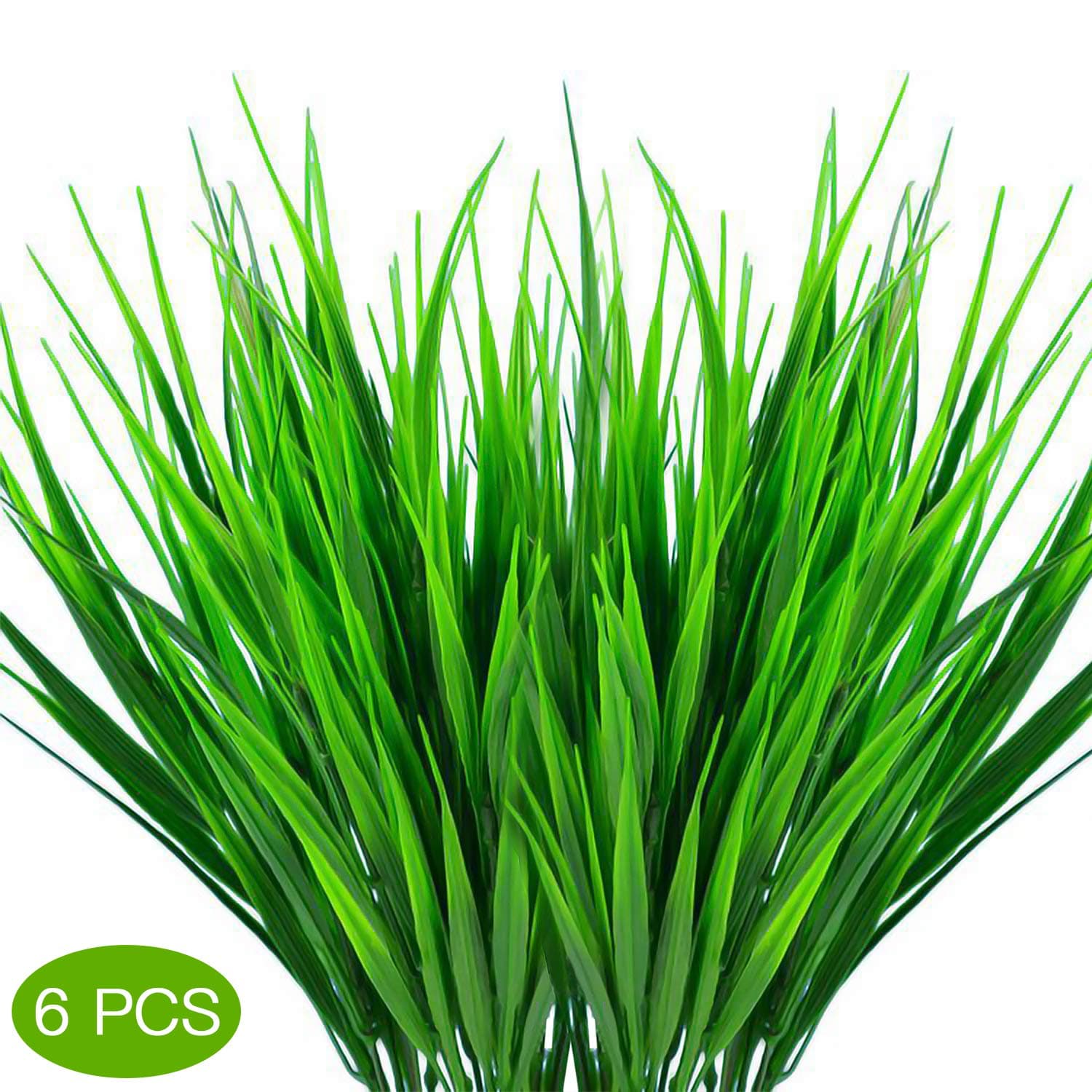 cqp 6pcs Artificial Outdoor Plants, Fake Plastic Greenery Shrubs Wheat Grass Outdoor Window Box Verandah Hanging Planter Indoor, Outside, Wedding Decor, Home Garden, Office