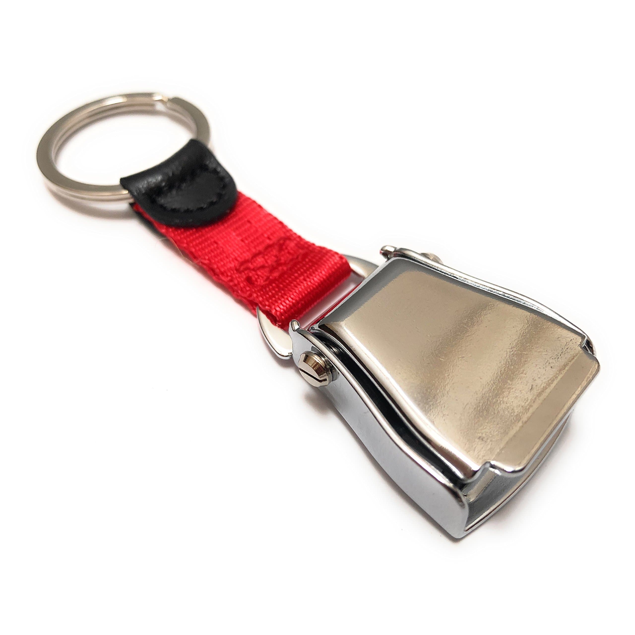 Airplane Seat Belt Keychain | Luggage Tag | Red - Shiny Finish