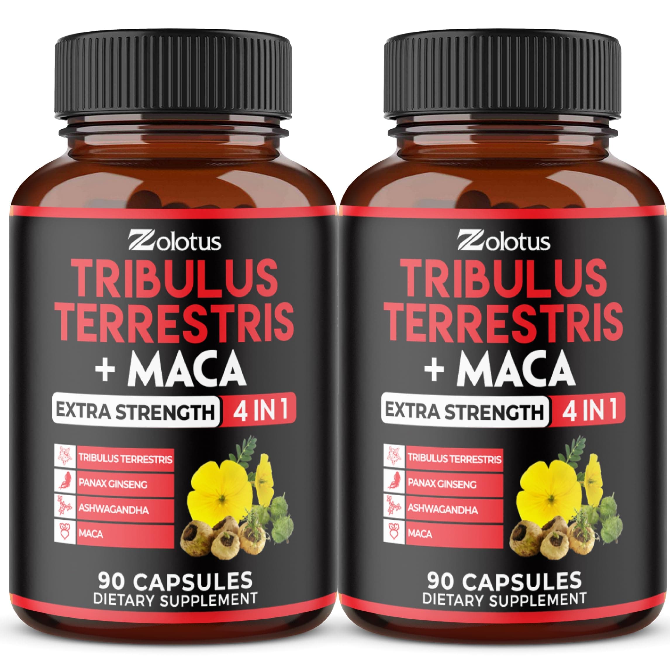Zolotus 2 Packs Tribulus Terrestris with Maca Root Ashwagndha Root, Panax Ginseng - 6 Months Supply