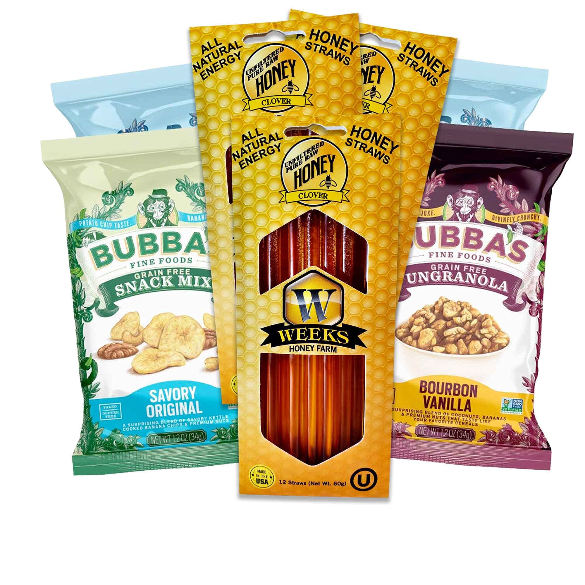 Eat Healthy With Bubba's Banana Chips & Weeks Honey Straws Snack Pack