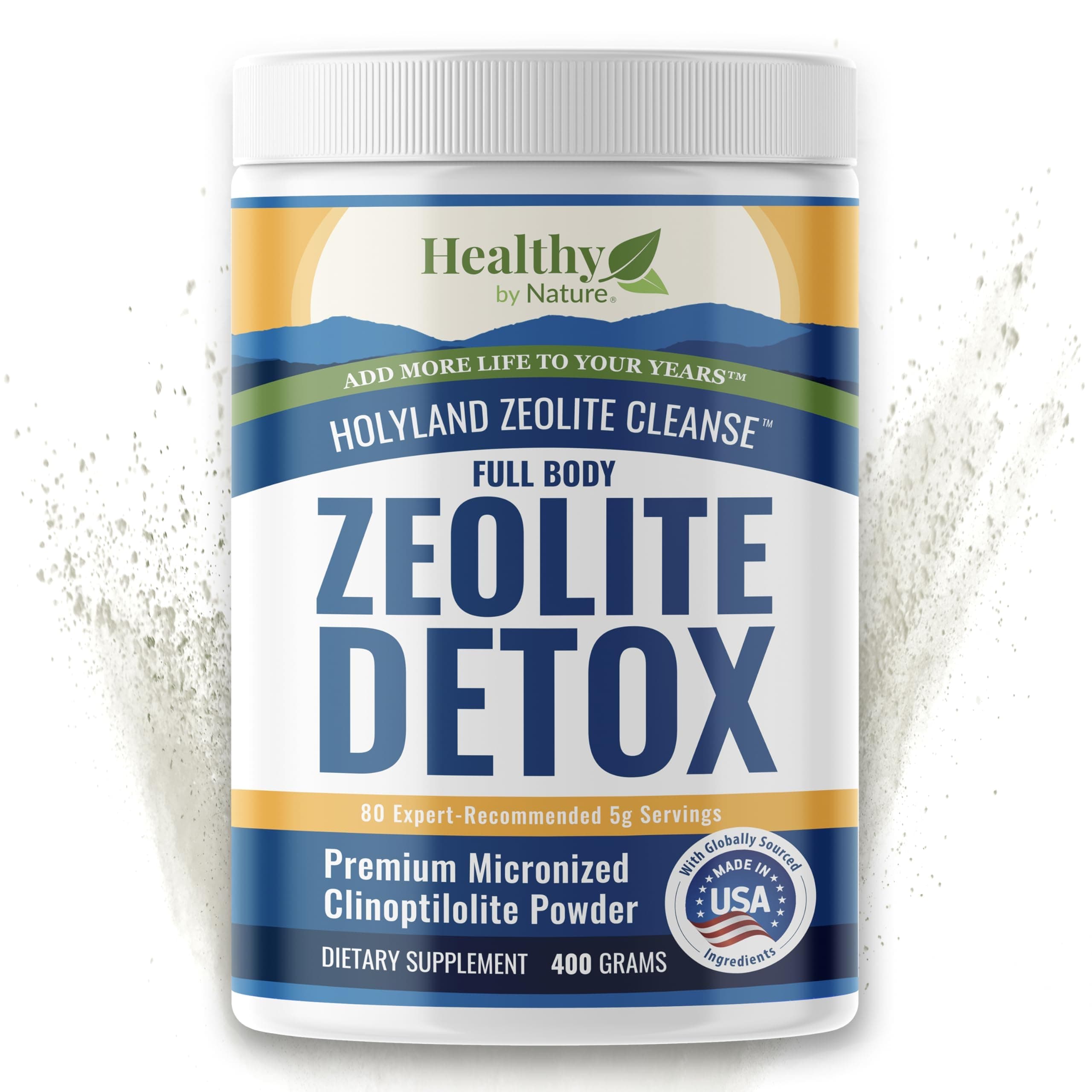 HolyLand Zeolite Cleanse - Zeolite Detox Powder (400 Gram Value Size) - Clinoptilolite Natural, Activated - Supports Energy, Mental Focus, pH Balance, Immune Defense, Optimal Gut Health