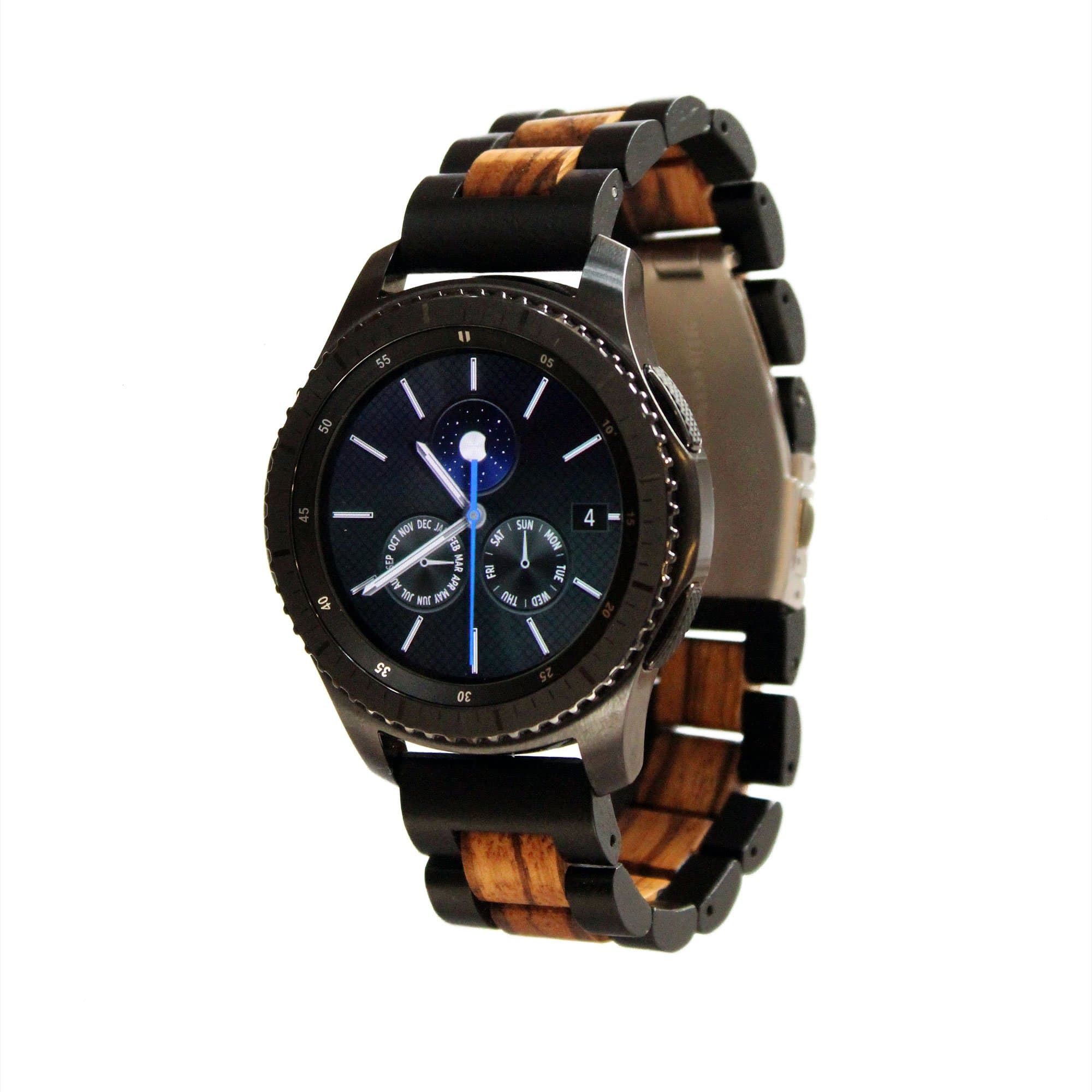 Ottm 22mm Hardwood Watch Band for Pebble, Android Wear and Regular wristwatches (Sandalwood/Zebrawood Combo)