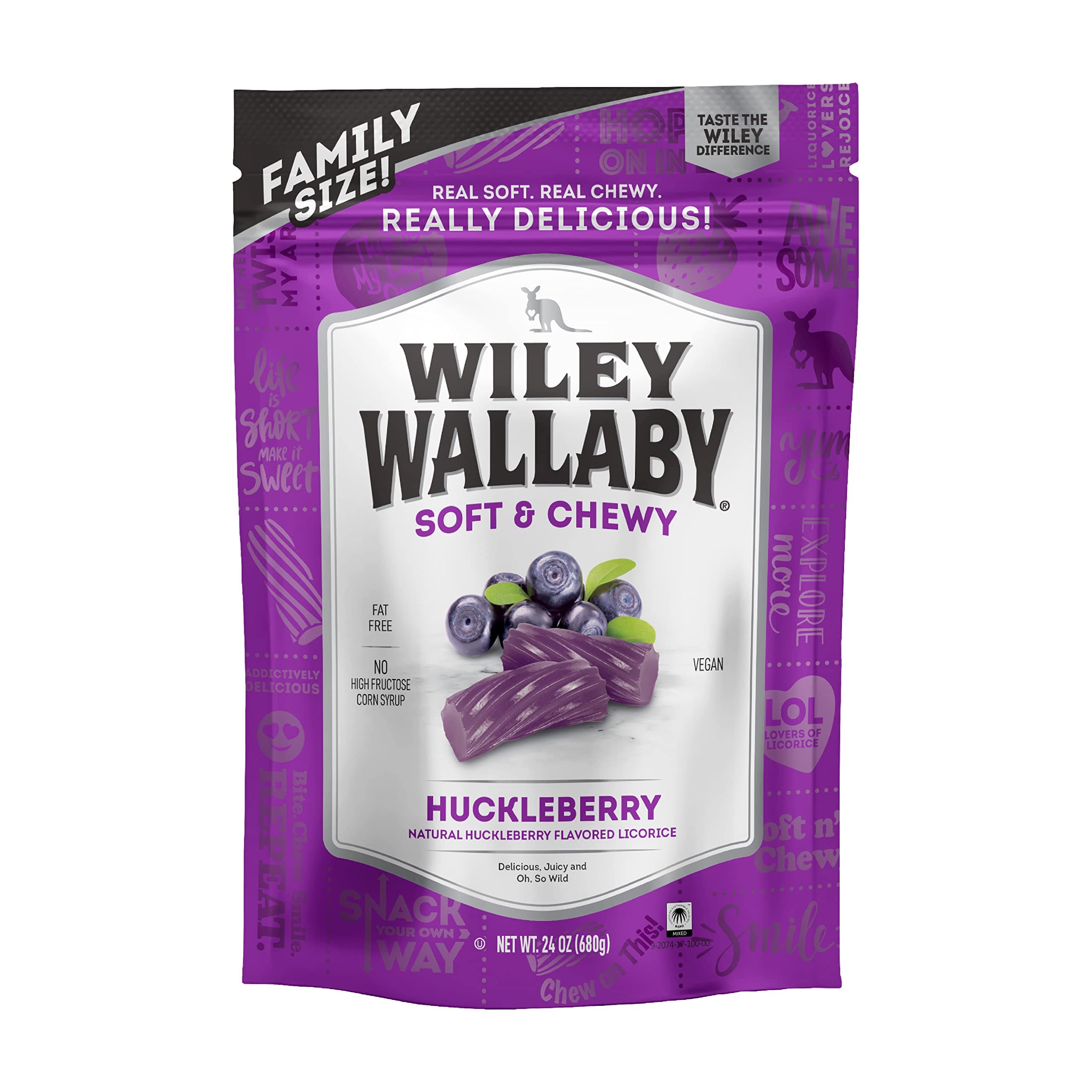 Wiley Wallaby Licorice 24 Ounce Classic Gourmet Soft & Chewy Australian Huckleberry Licorice Candy Twists, 1 Pack
