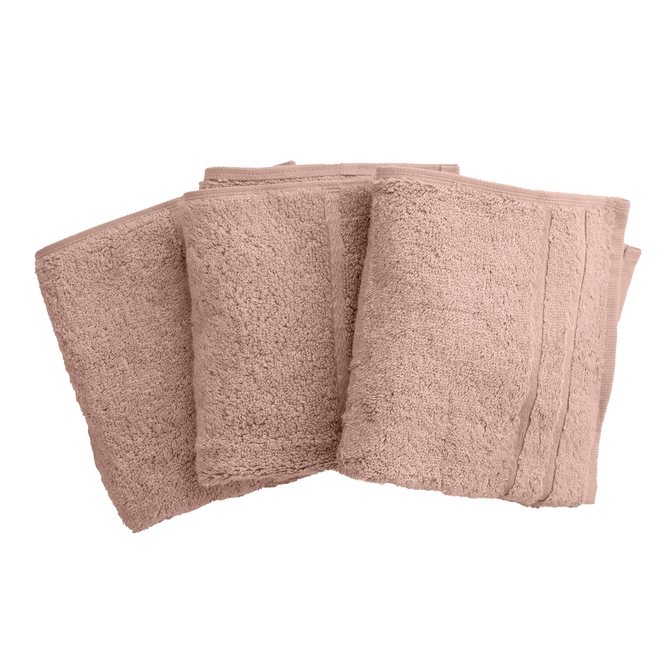 Organic Bamboo-Viscose and Turkish Cotton Washcloths Set - Soft Washcloths for Face and Body - 13" x 13" - 600 GSM - Blush - Set of 3 Towels