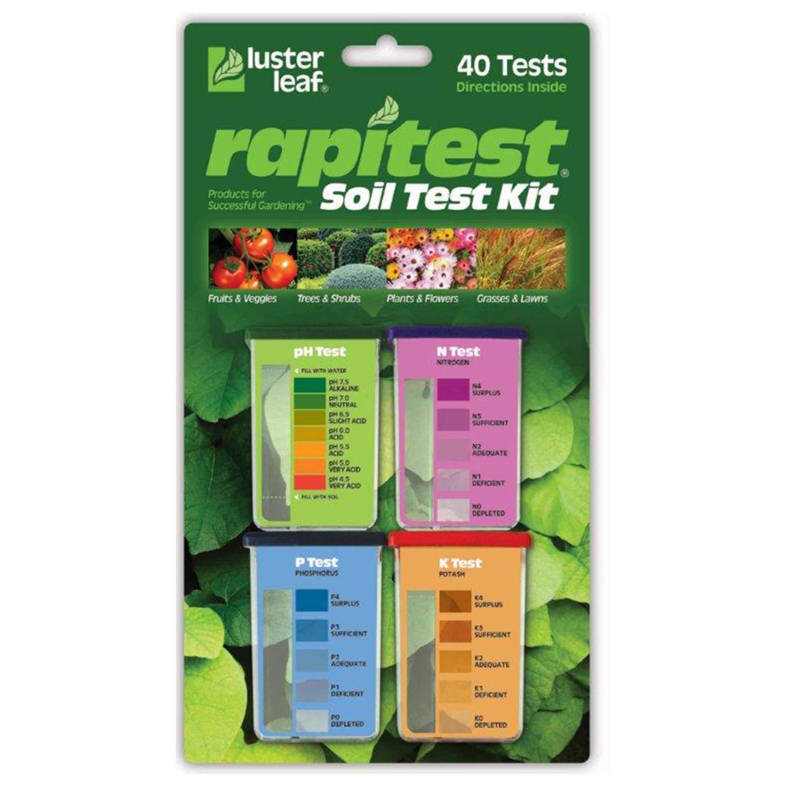 Rapitest Soil Test Kit for Gardens, Vegetables, Flowers and Lawns. USA designed and assembled soil tester completely, quickly and accurately measures/analyzes soil pH acidity and garden nutrients