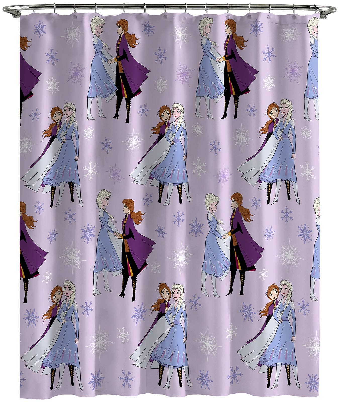 Jay Franco Disney Frozen ICY Shower Curtain & Easy Care Fabric Kids Bath Curtain Features Elsa & Anna (Official Disney Product)