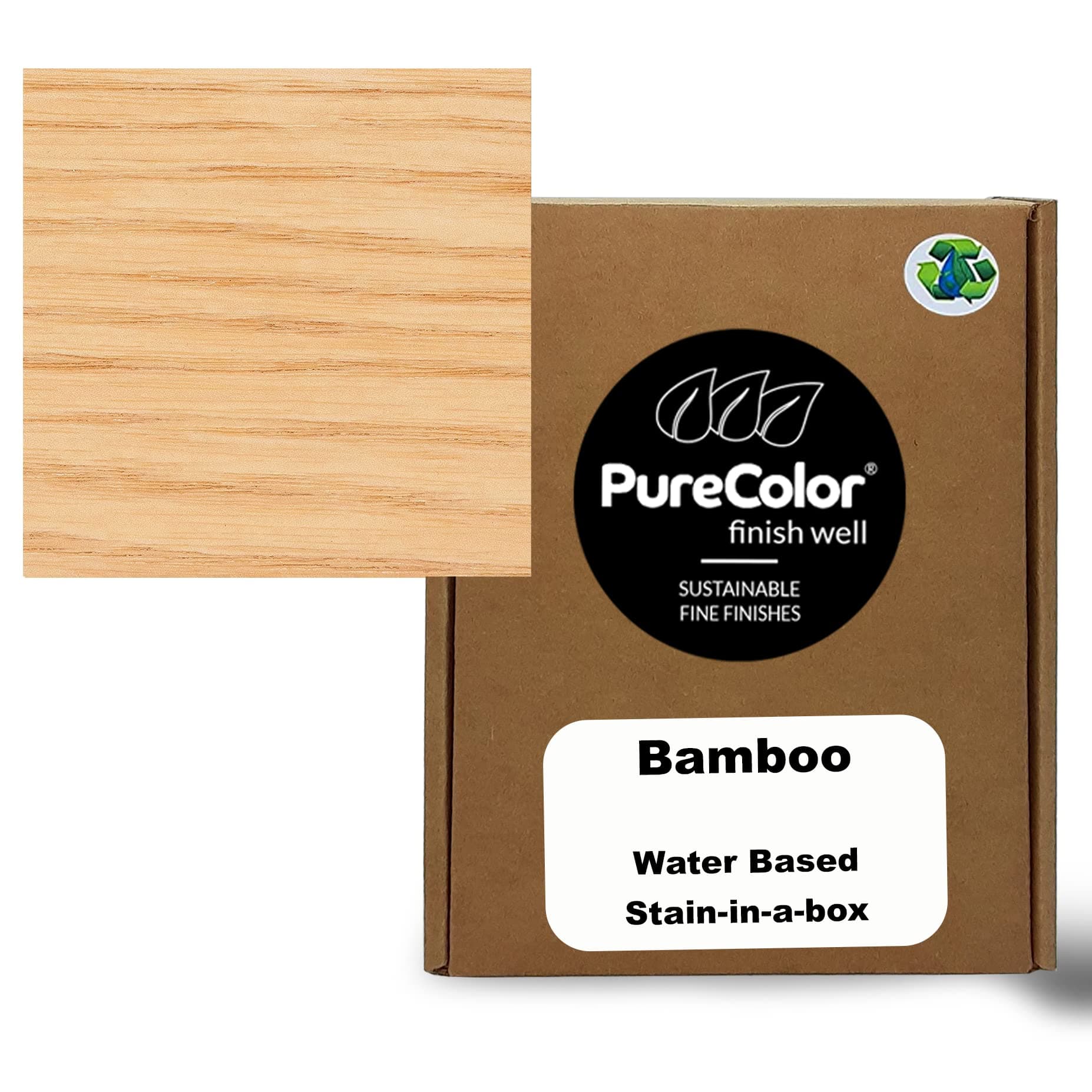 PureColor - Wood Stain and Finishes - Eco-Friendly, Vivid Colors, Deep Pigment, Ready to Use, Water-Based, Low VOC, No Odor, & Easy Clean-Up. Quart, Bamboo