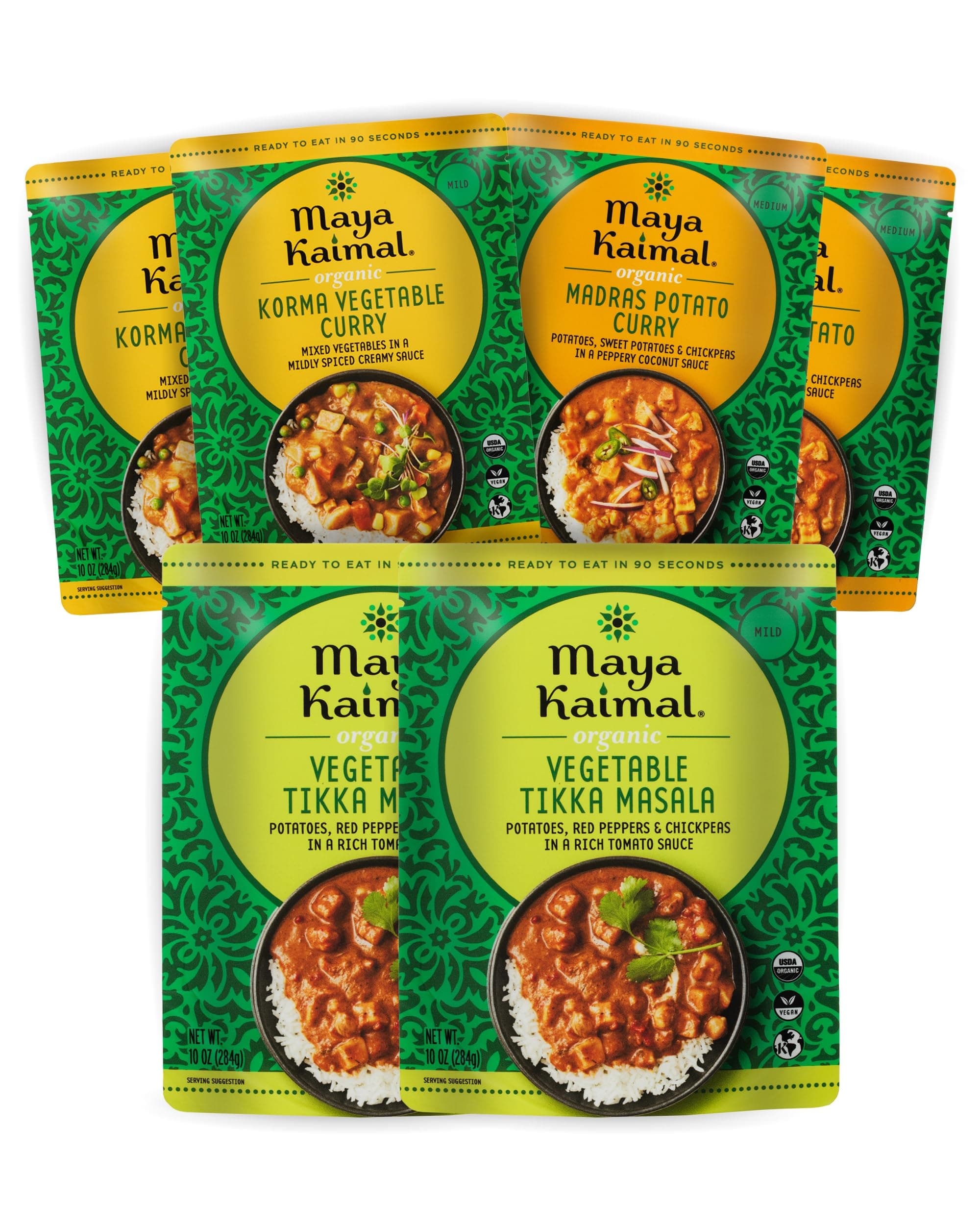 Organic Indian Vegetable Curry Variety | Microwaveable, Ready to Eat, Fully Cooked | Vegan | Organic | Kosher