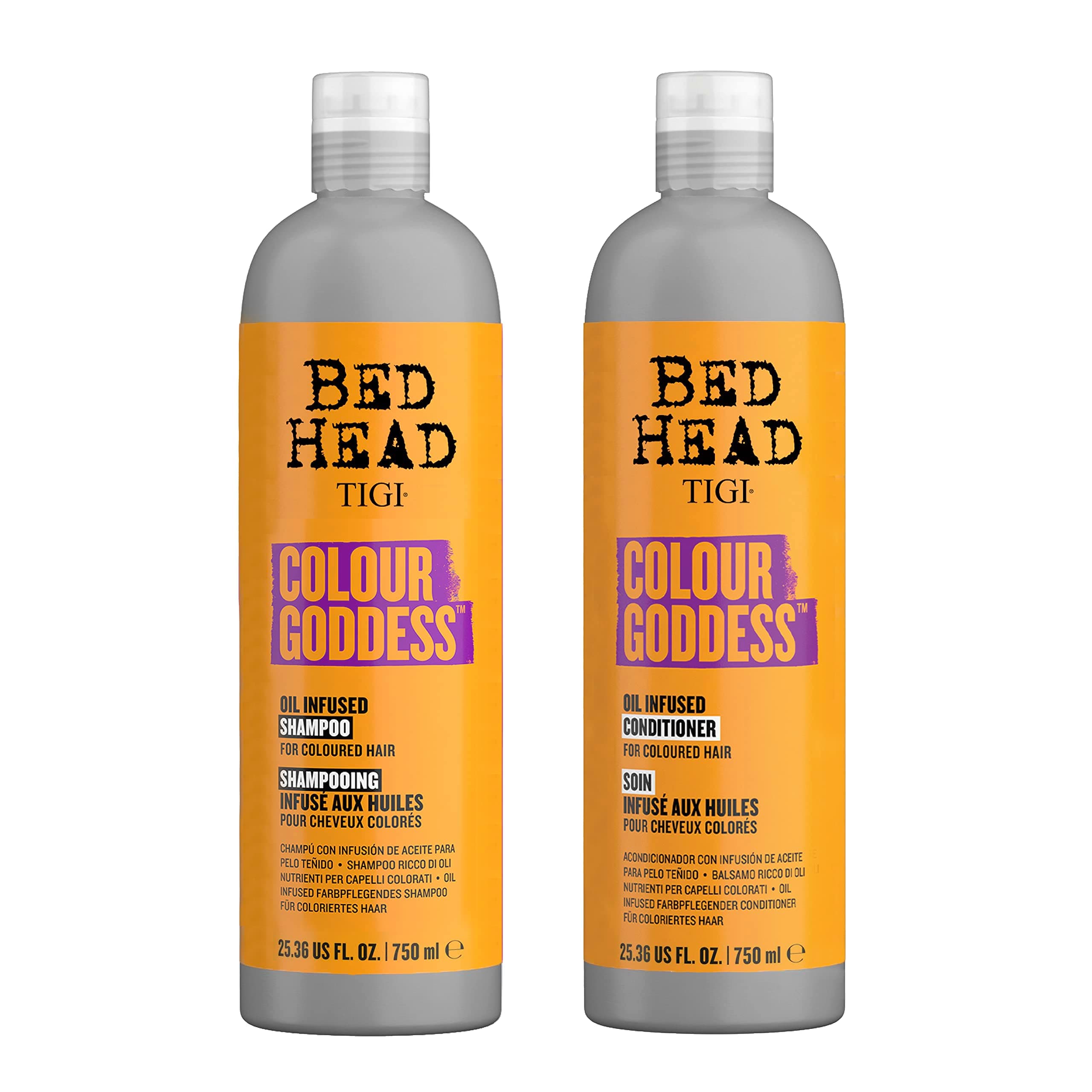 TIGI Bed Head Moisturizing Shampoo and Conditioner Set for dyed hair, Colour Goddess with Sweet Almond & Coconut Oils, 25.36 fl oz, 2 Pack