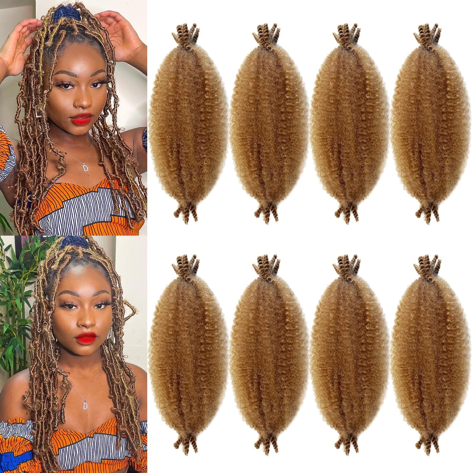 Soft Locs Afro Twist Hair - 12 Inch Springy Cuban Twist - Pre-Separated, 8 Packs - Marley Twist Braiding Hair for Women